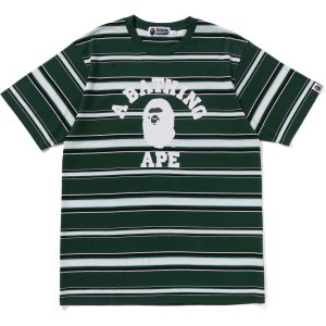 BAPE MENS APE HEAD COLLEGE STRIPE TEE