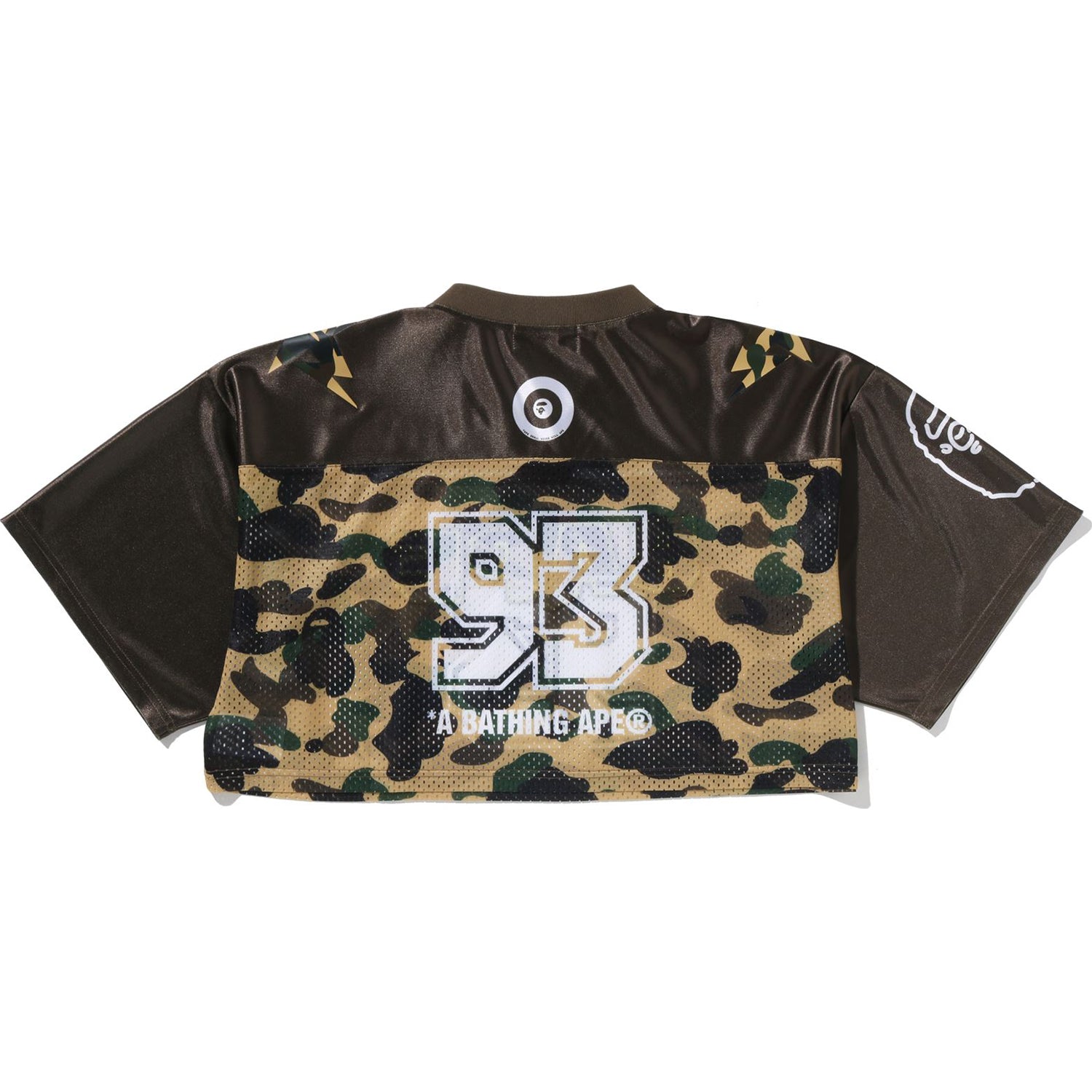 1ST CAMO BAPE CROPPED FOOTBALL TEE LADIES – Image 2