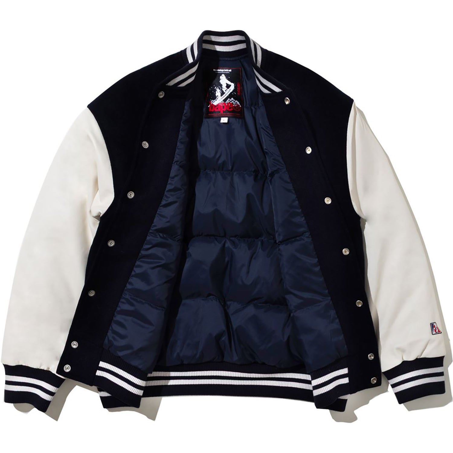 BAPE BY KAZUKI KURAISHI MULTI LOGO VARSITY DOWN JACKET MENS – Image 2
