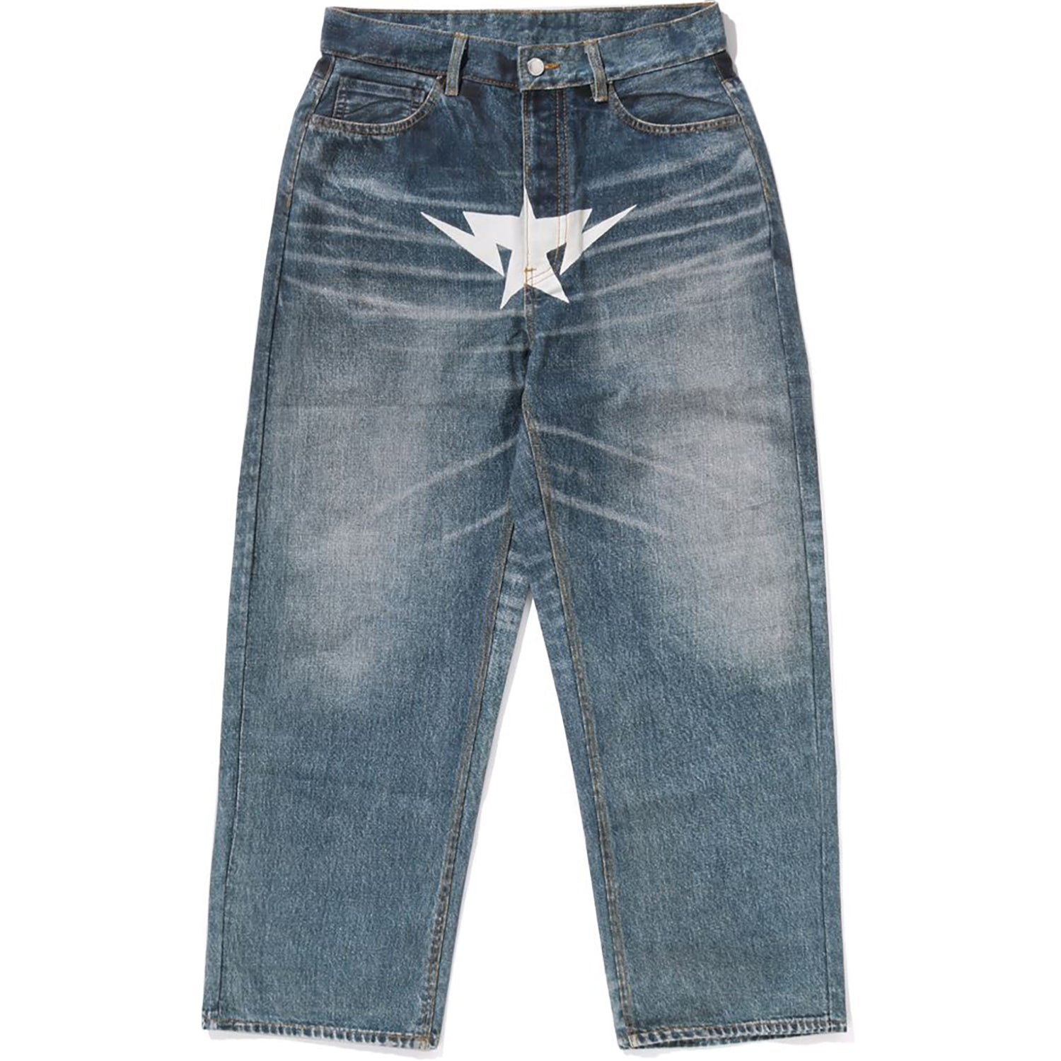 FAKE PRINT STA LOOSE FIT DENIM PANTS MENS – Image 1