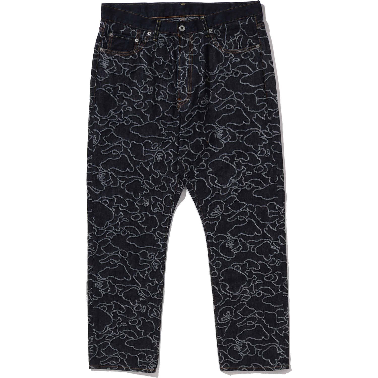 BAPE X OVO NEON 1ST CAMO JACQUARD DENIM PANTS MENS – Image 1