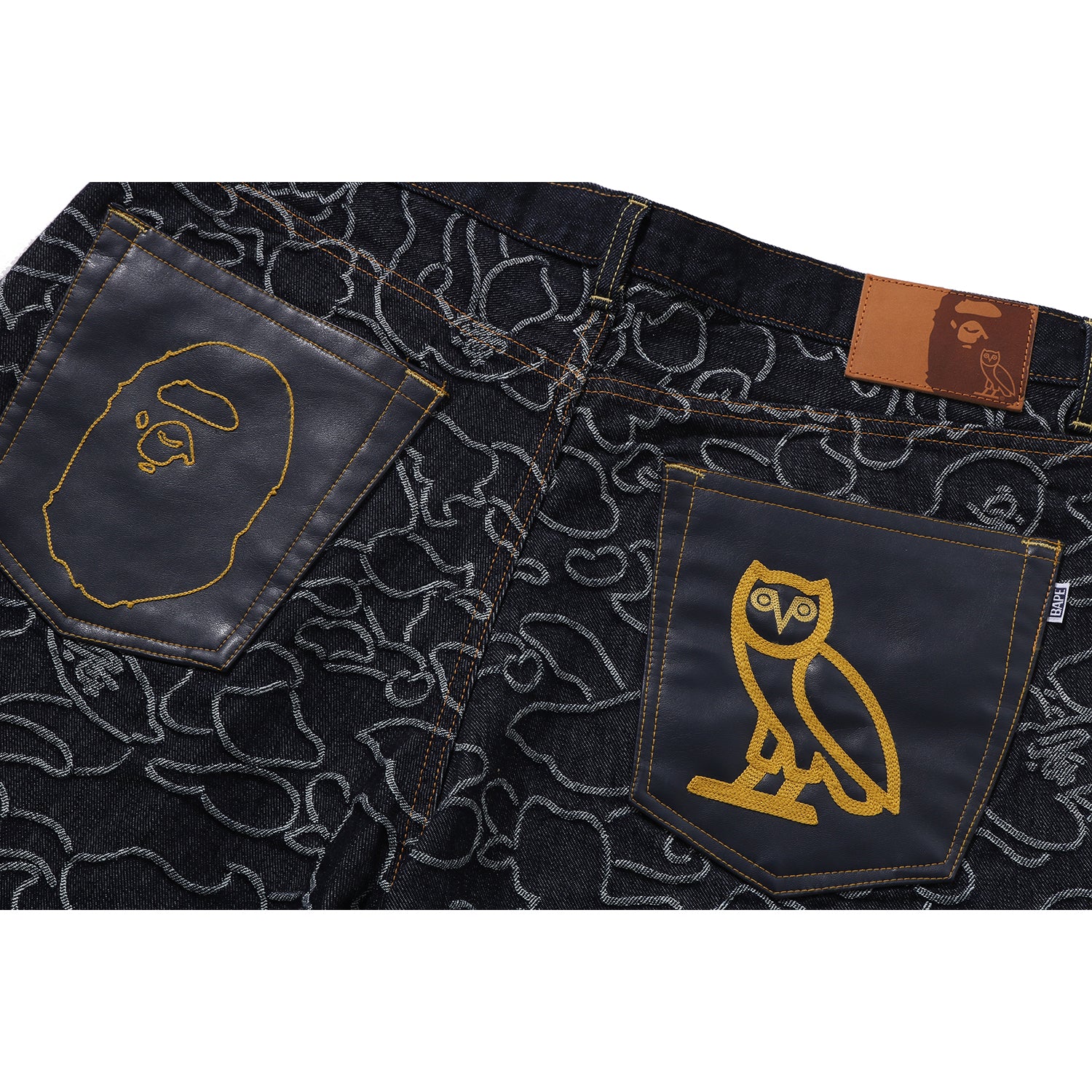 BAPE X OVO NEON 1ST CAMO JACQUARD DENIM PANTS MENS – Image 3