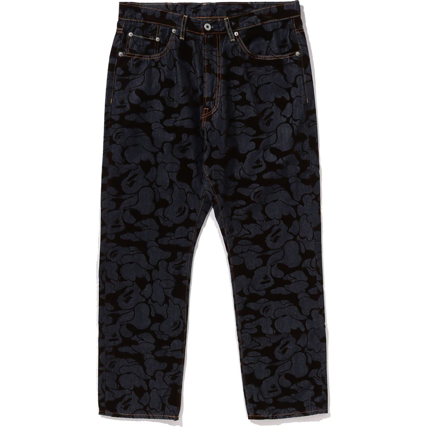 CAMO FLOCKED RELAXED FIT 13 OZ DENIM PANTS MENS – Image 1
