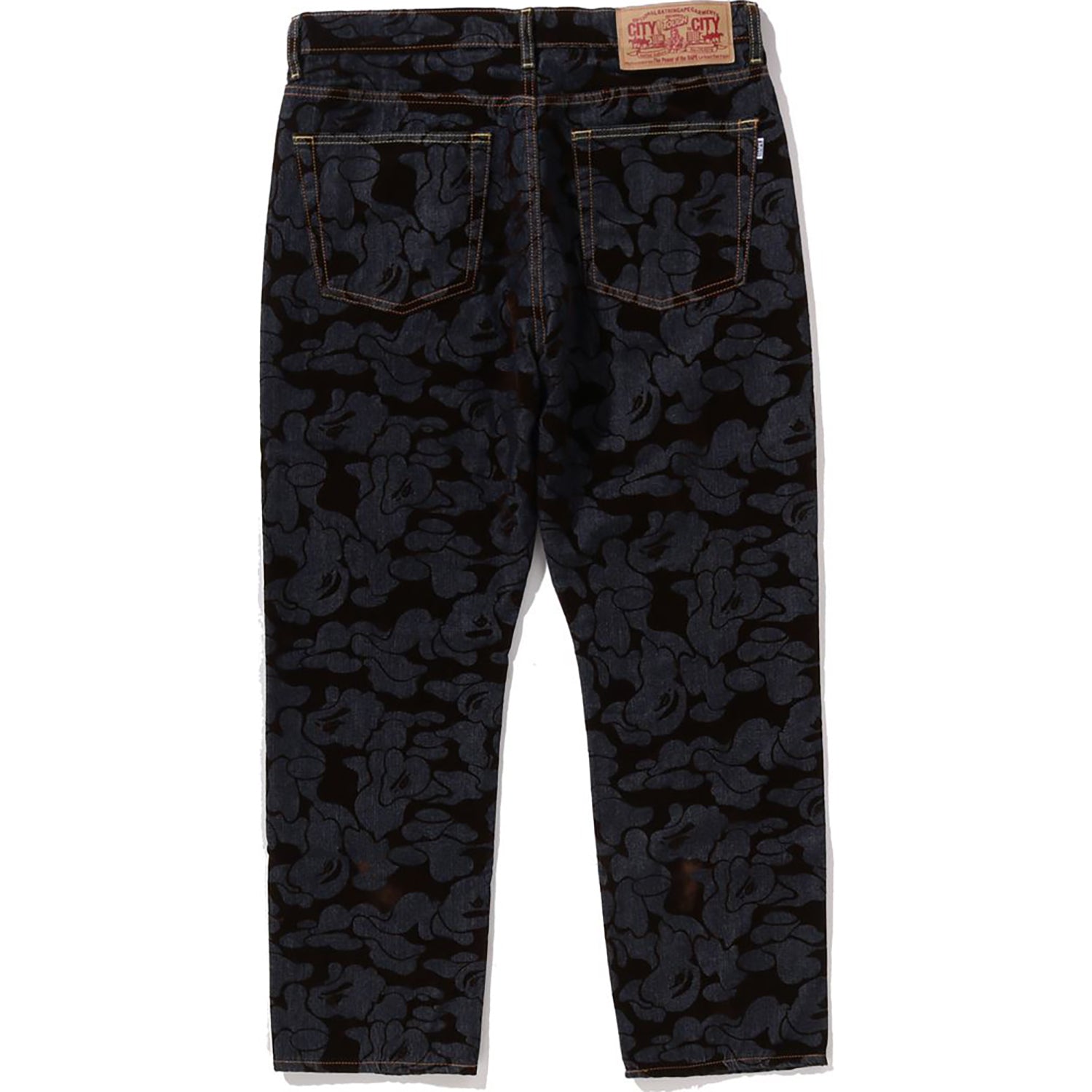 CAMO FLOCKED RELAXED FIT 13 OZ DENIM PANTS MENS – Image 2