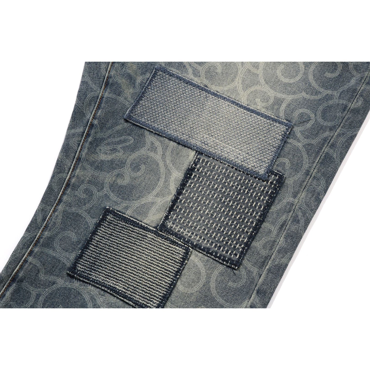 CLOUD CAMO JACQUARD UPCYCLED RELAXED FIT 13 OZ DENIM PANTS MENS – Image 3