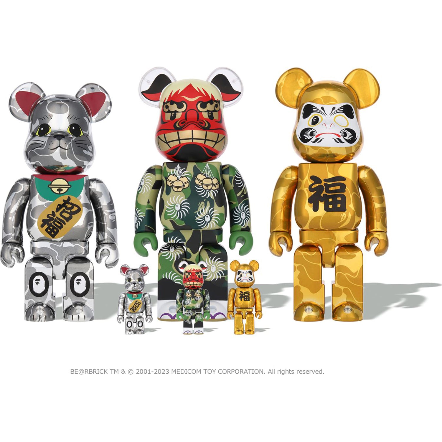 NEW YEAR BE@RBRICK MANEKINEKO SHISHIMAI DARUMA 100% & 400% – Image 1