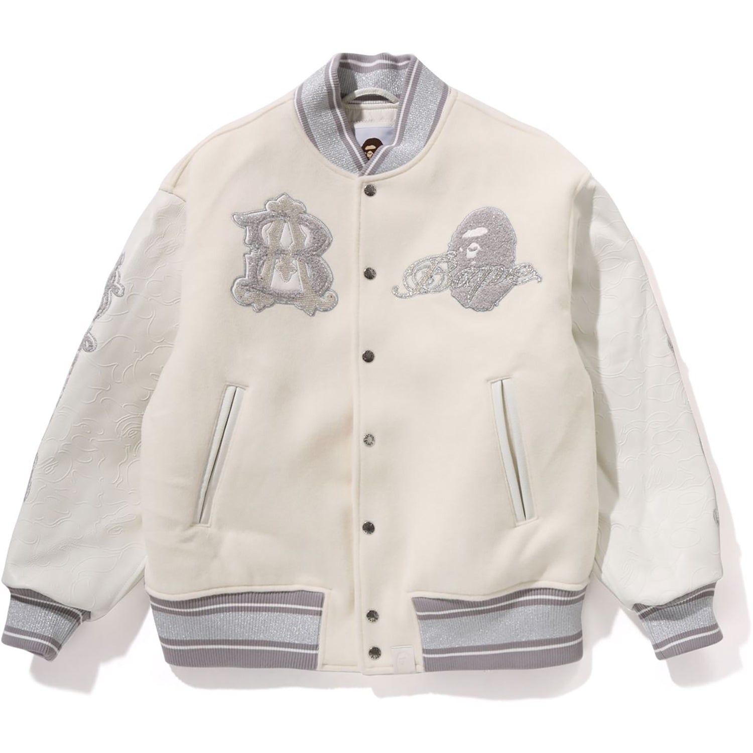 LINE CAMO MULTI LOGO WOOL VARSITY JACKET MENS – Image 1