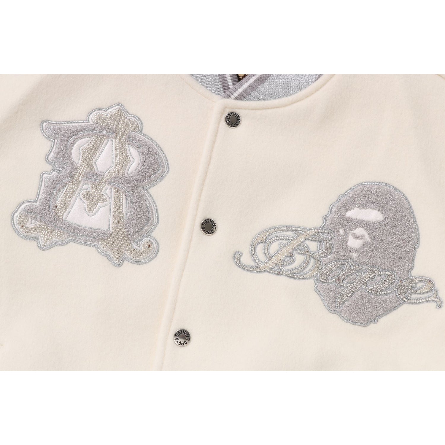 LINE CAMO MULTI LOGO WOOL VARSITY JACKET MENS – Image 4