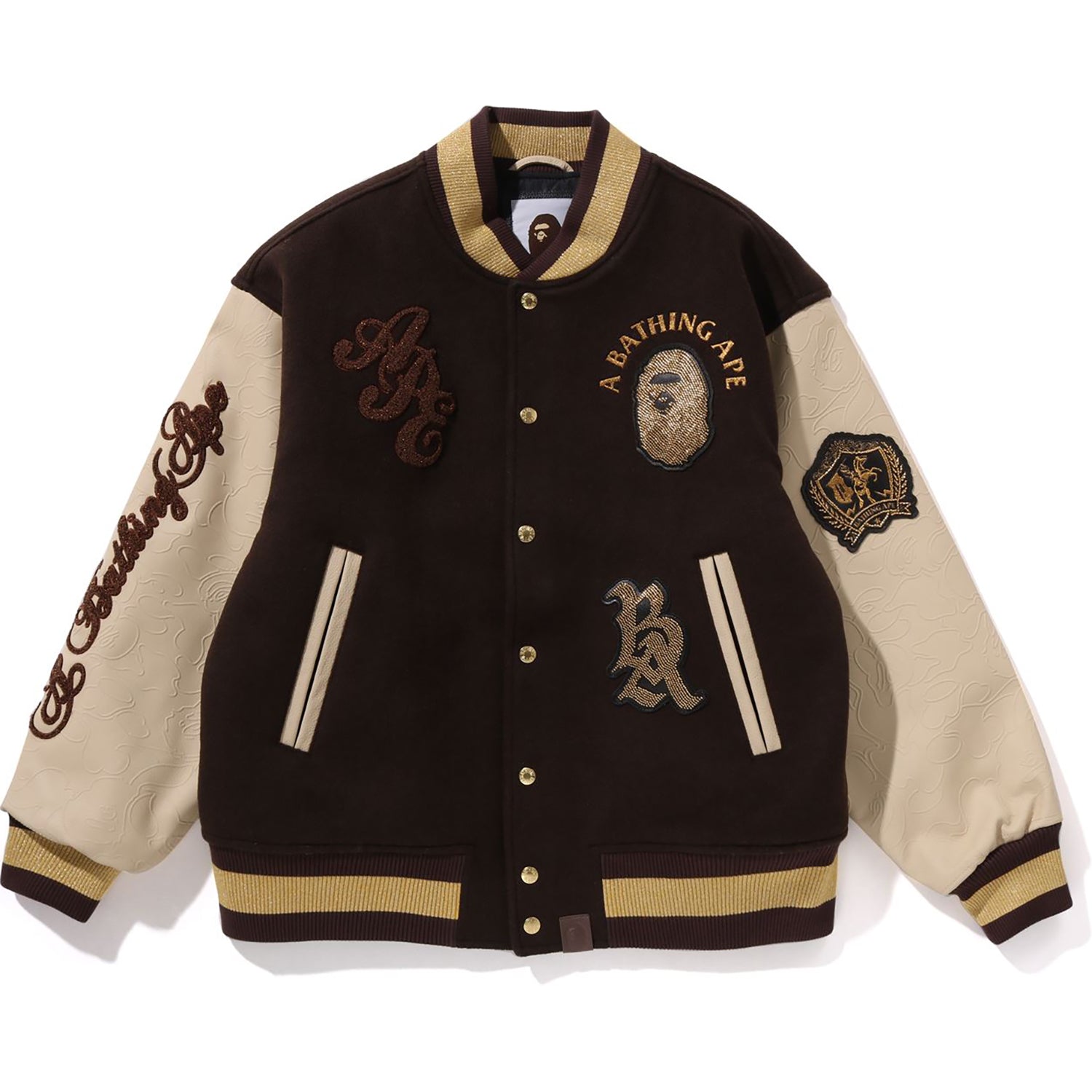 LINE CAMO MULTI LOGO WOOL VARSITY JACKET MENS – Image 1