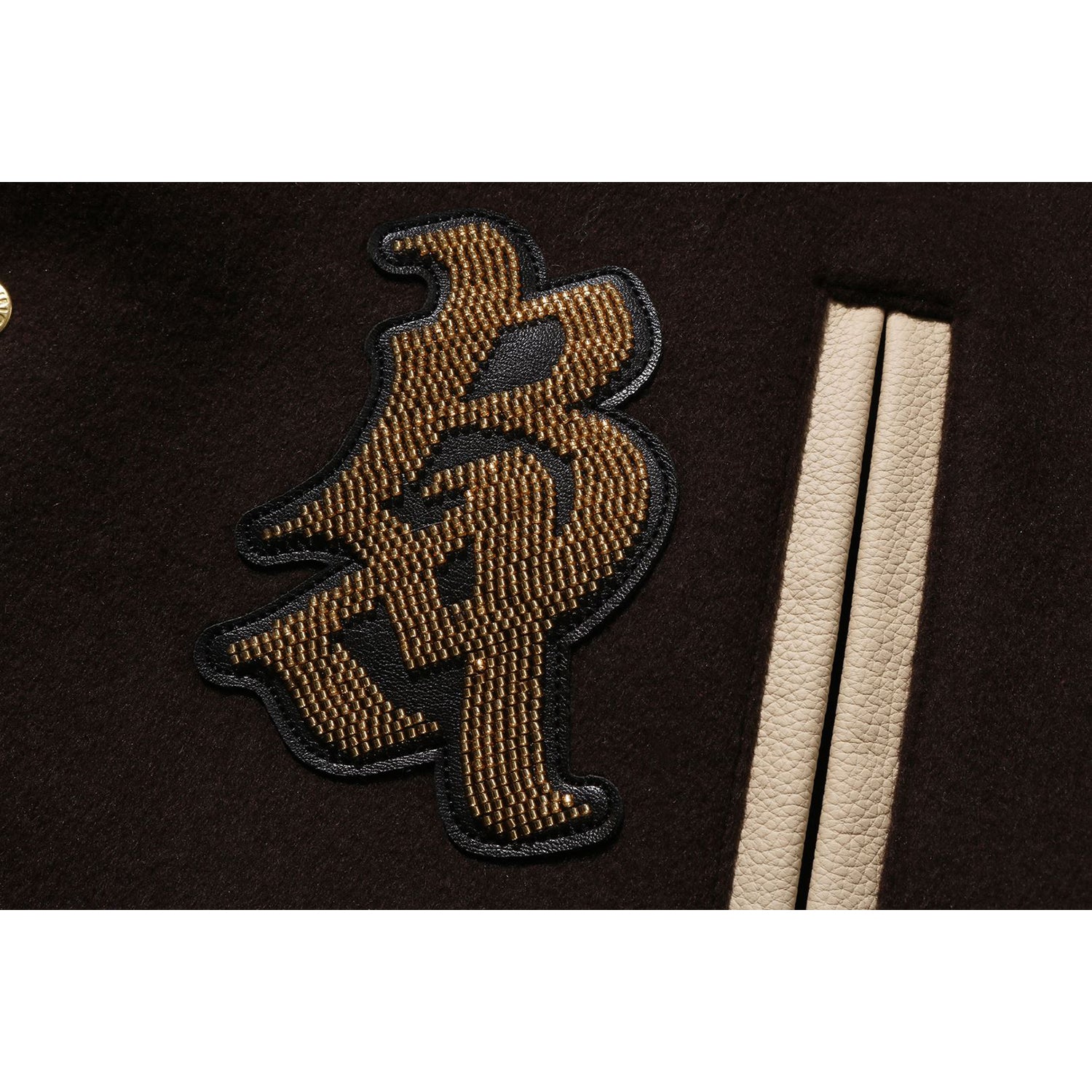 LINE CAMO MULTI LOGO WOOL VARSITY JACKET MENS – Image 6