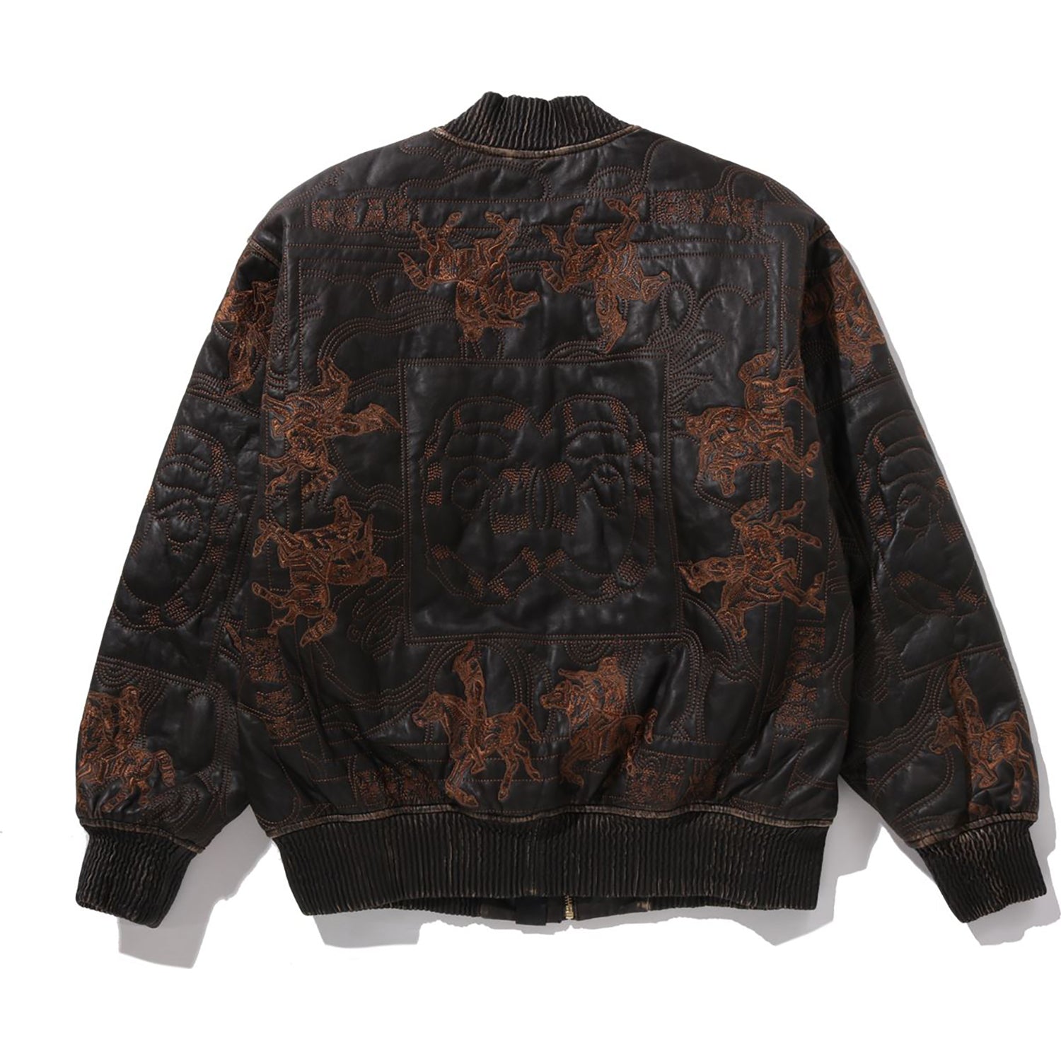 MULTI LOGO QUILTED LEATHER BOMBER JACKET MENS – Image 2