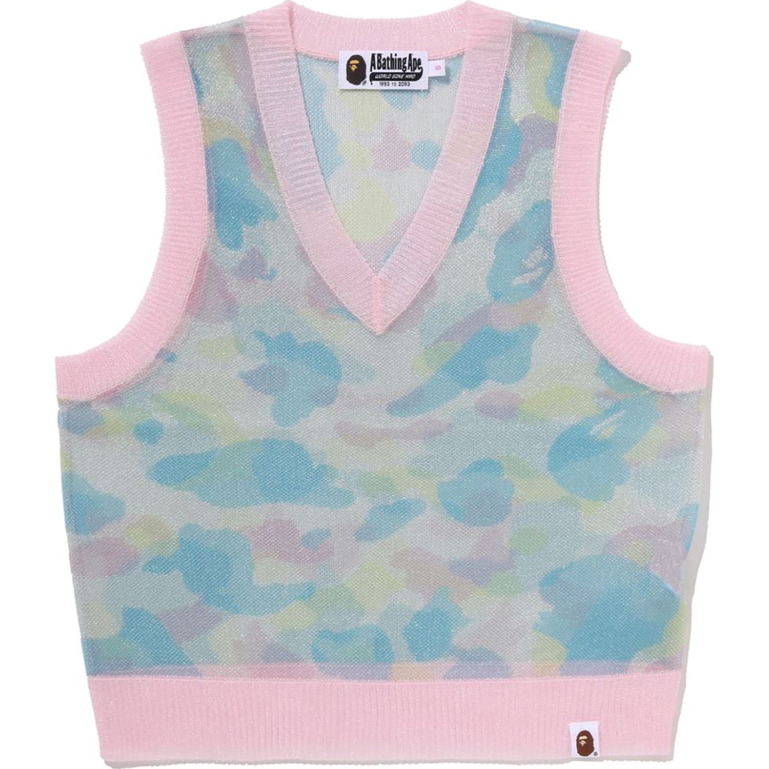 NEW MULTI CAMO METALLIC CROPPED KNIT VEST LADIES – Image 1