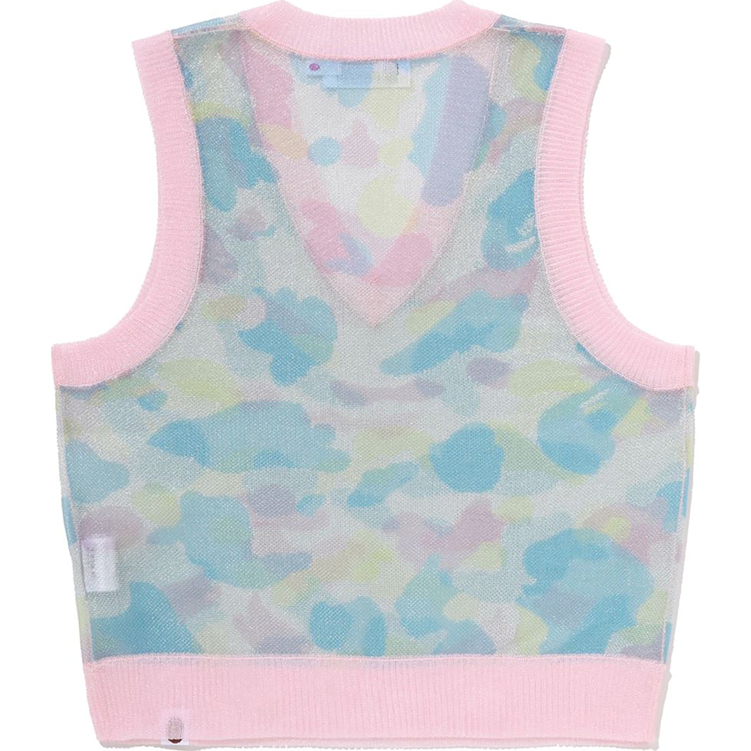 NEW MULTI CAMO METALLIC CROPPED KNIT VEST LADIES – Image 2
