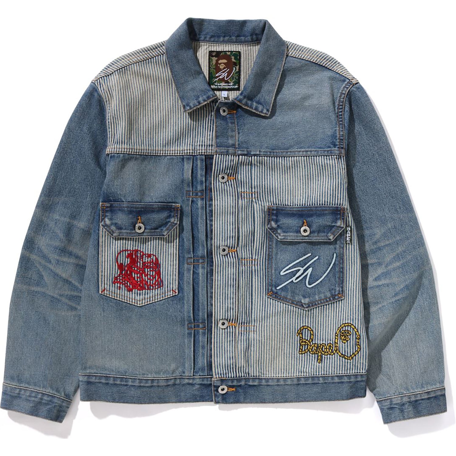 BAPE X SEAN WOTHERSPOON EMBROIDERY DENIM JACKET MENS – Image 1
