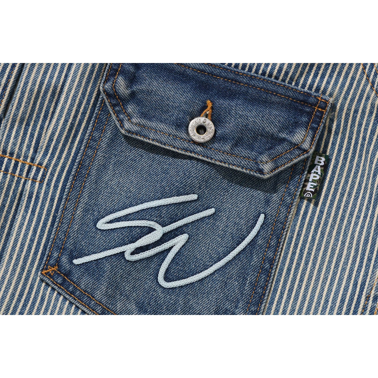 BAPE X SEAN WOTHERSPOON EMBROIDERY DENIM JACKET MENS – Image 3