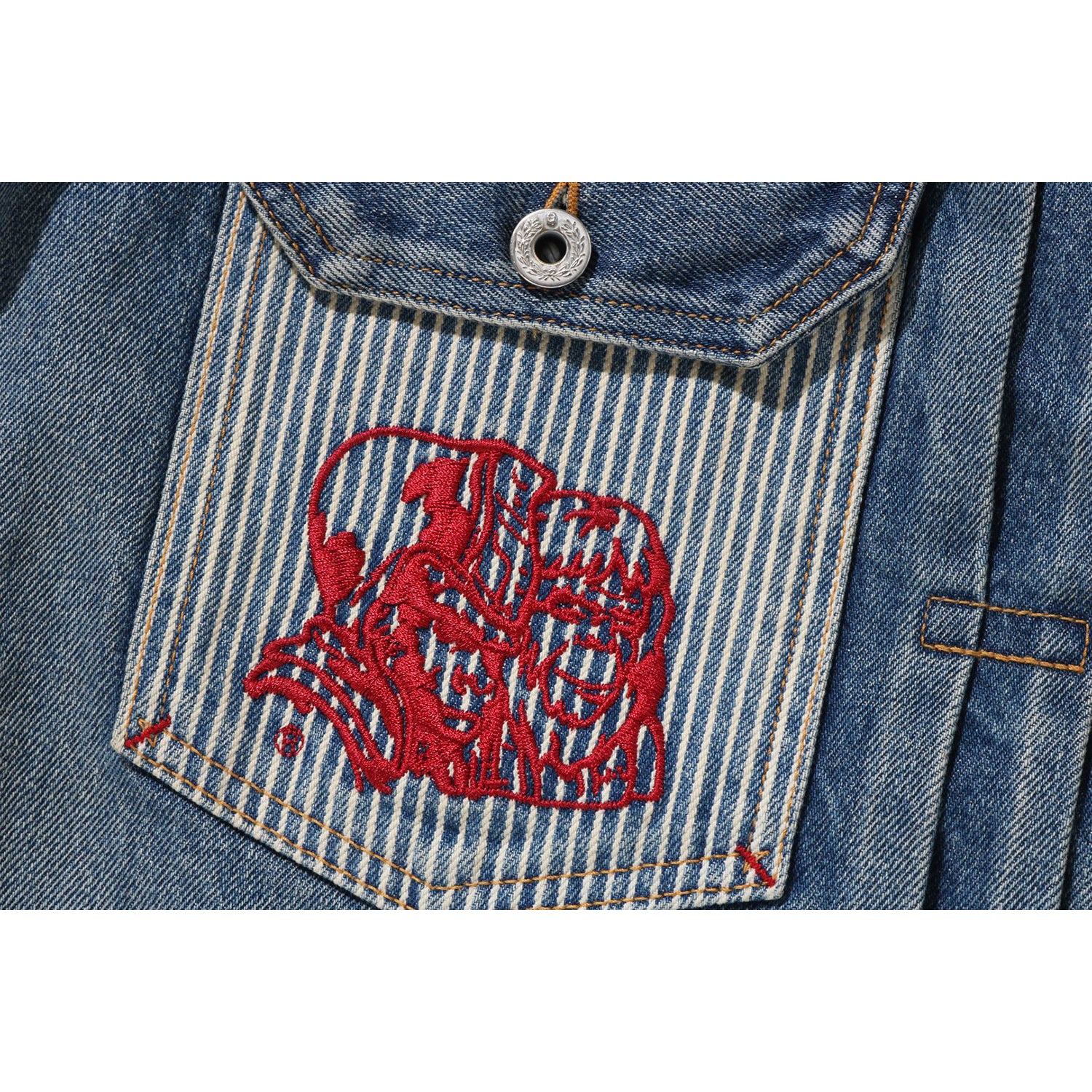 BAPE X SEAN WOTHERSPOON EMBROIDERY DENIM JACKET MENS – Image 5