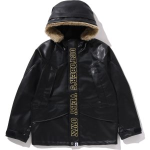 BAPE X OVO SYNTHETIC WASHABLE LEATHER SNOWBOARD JACKET MENS