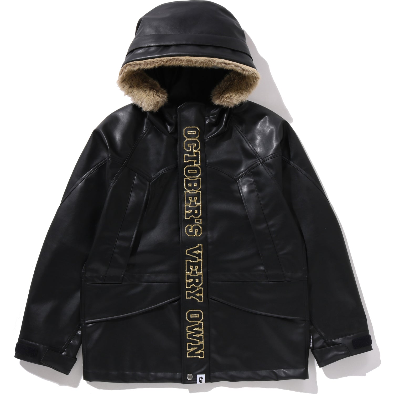 BAPE X OVO SYNTHETIC WASHABLE LEATHER SNOWBOARD JACKET MENS – Image 1