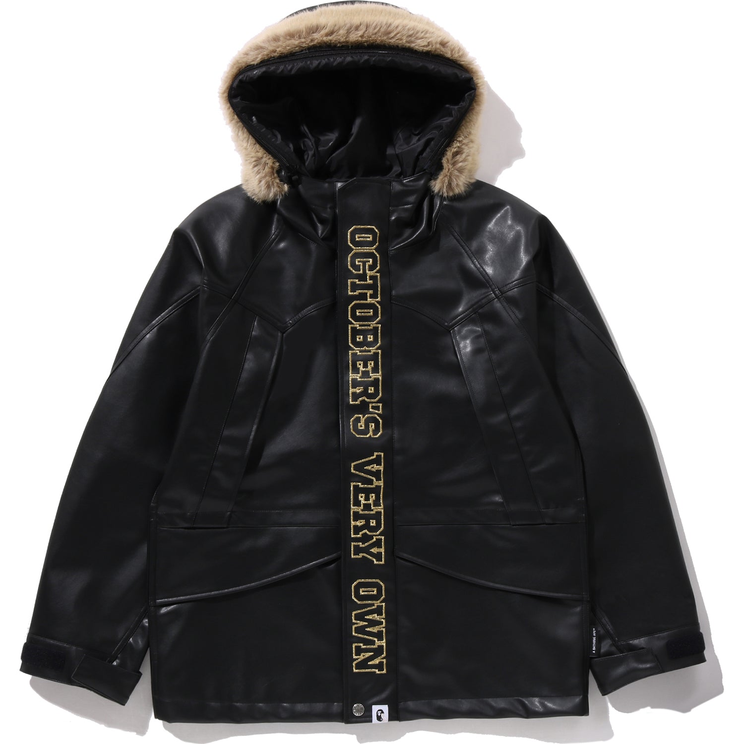 BAPE X OVO SYNTHETIC WASHABLE LEATHER SNOWBOARD JACKET MENS – Image 2