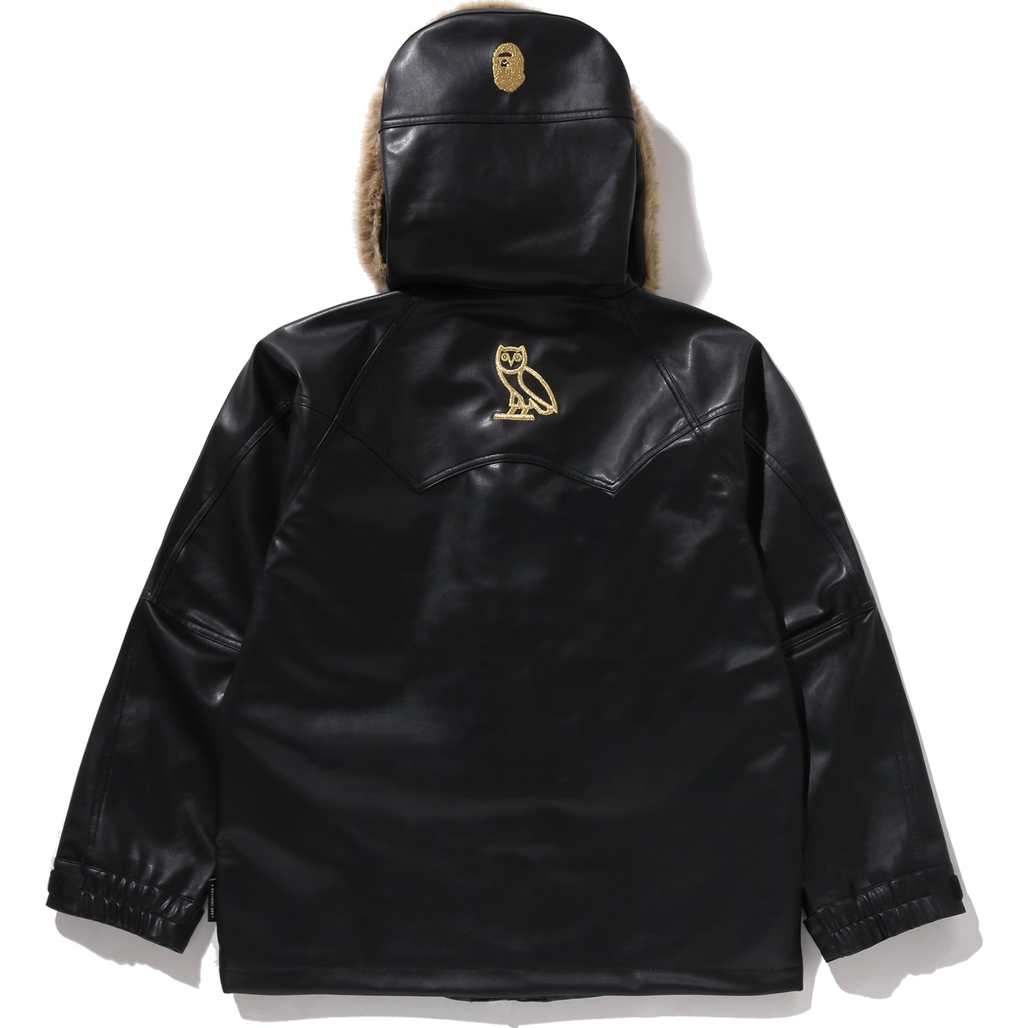 BAPE X OVO SYNTHETIC WASHABLE LEATHER SNOWBOARD JACKET MENS – Image 4