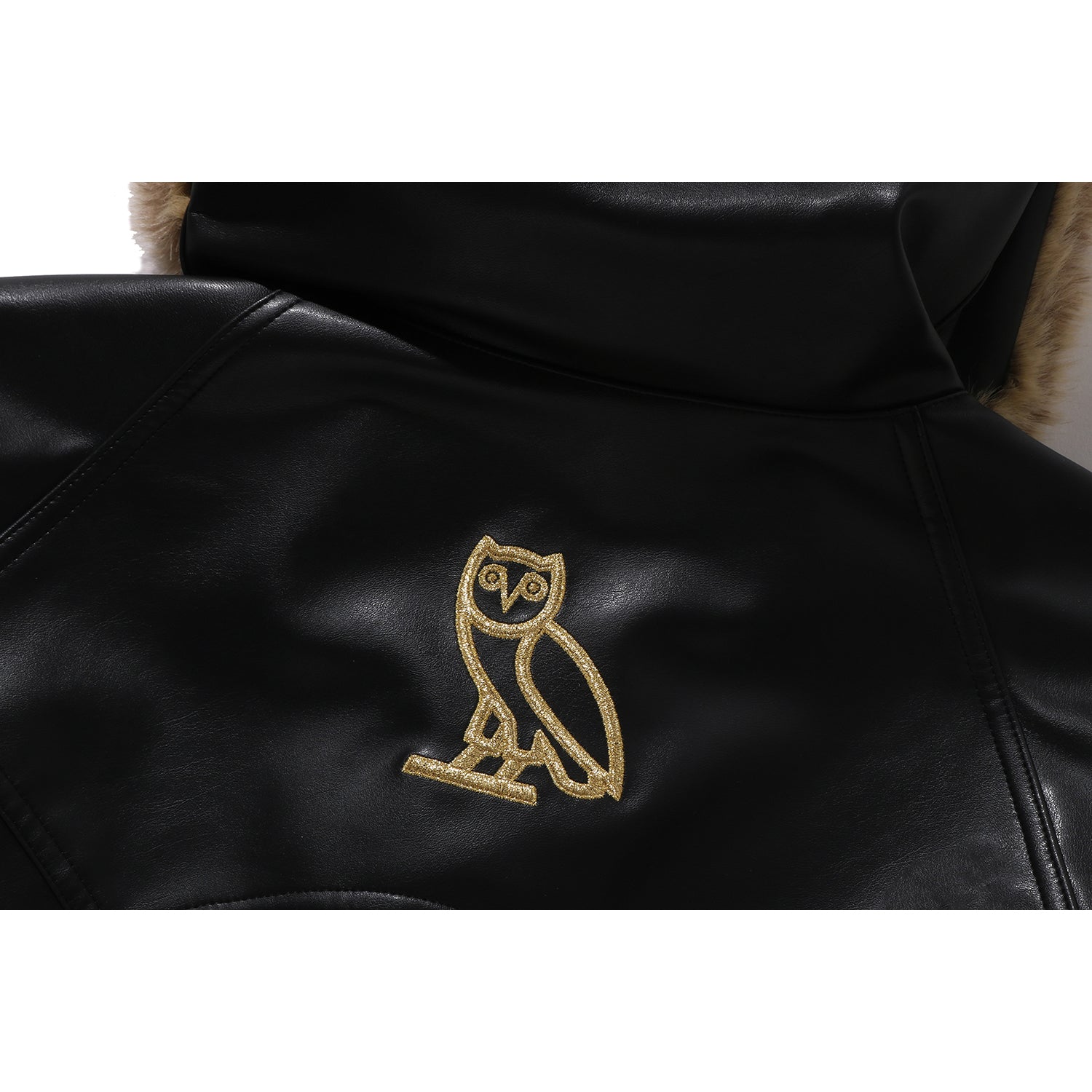 BAPE X OVO SYNTHETIC WASHABLE LEATHER SNOWBOARD JACKET MENS – Image 6