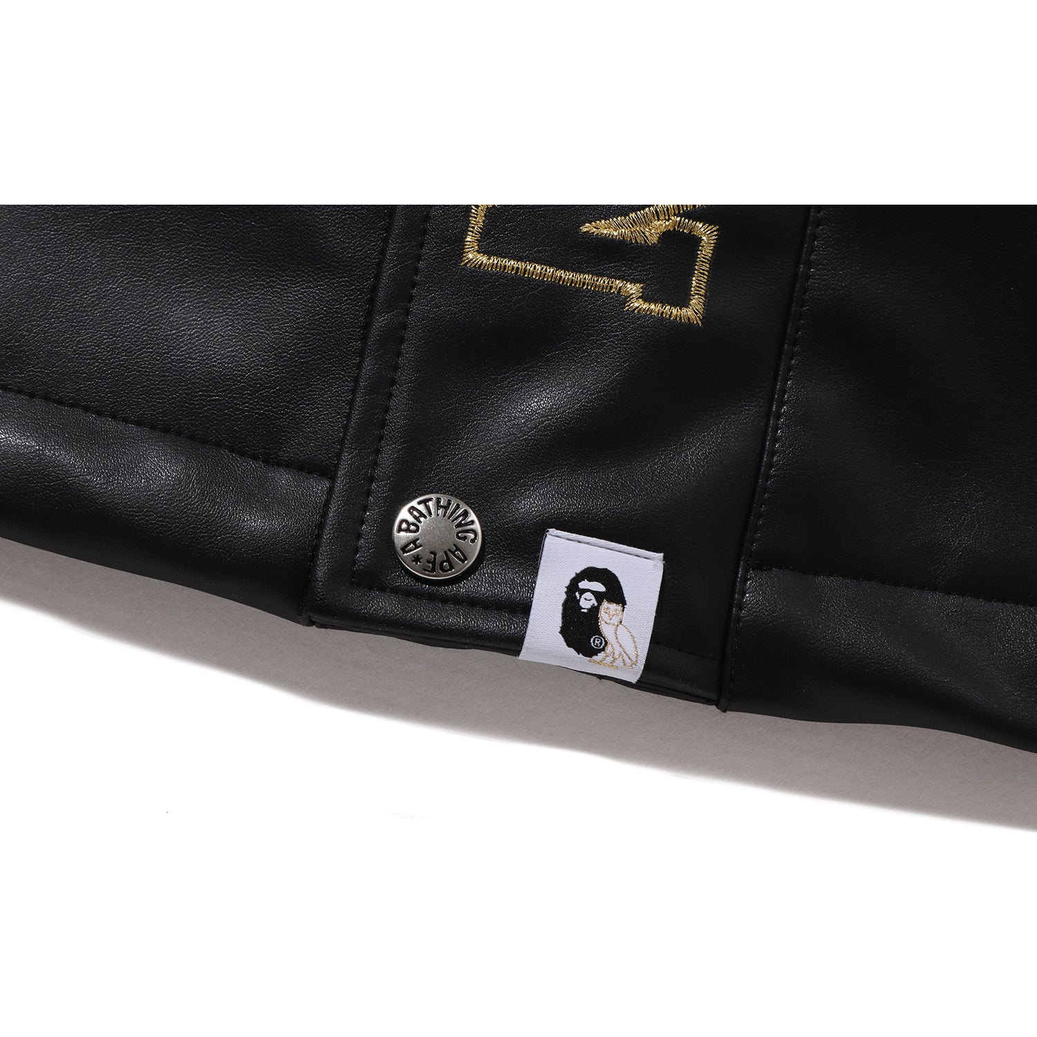 BAPE X OVO SYNTHETIC WASHABLE LEATHER SNOWBOARD JACKET MENS – Image 7