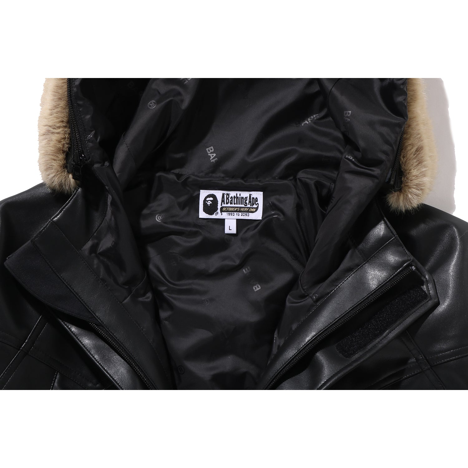 BAPE X OVO SYNTHETIC WASHABLE LEATHER SNOWBOARD JACKET MENS – Image 8