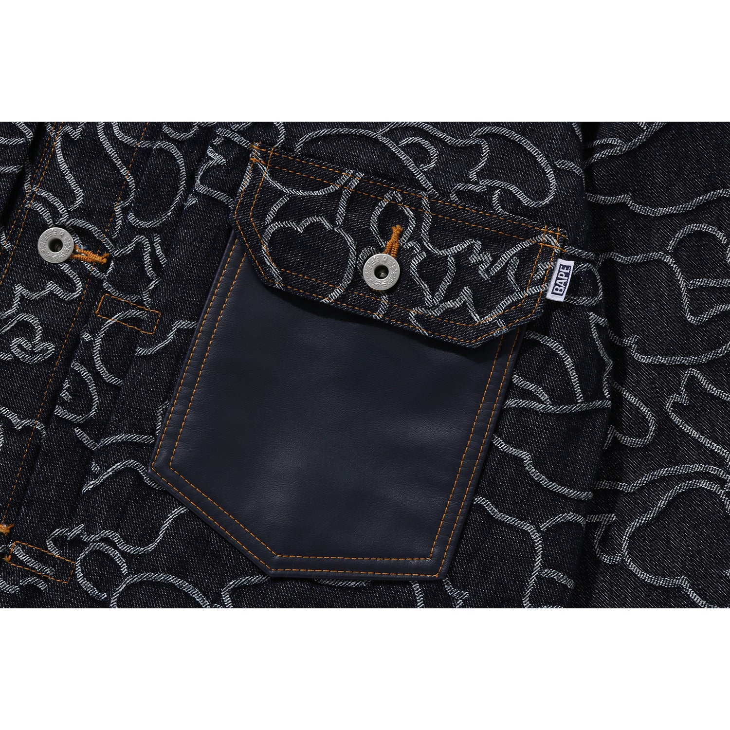 BAPE X OVO NEON 1ST CAMO JACQUARD DENIM JACKET MENS – Image 4