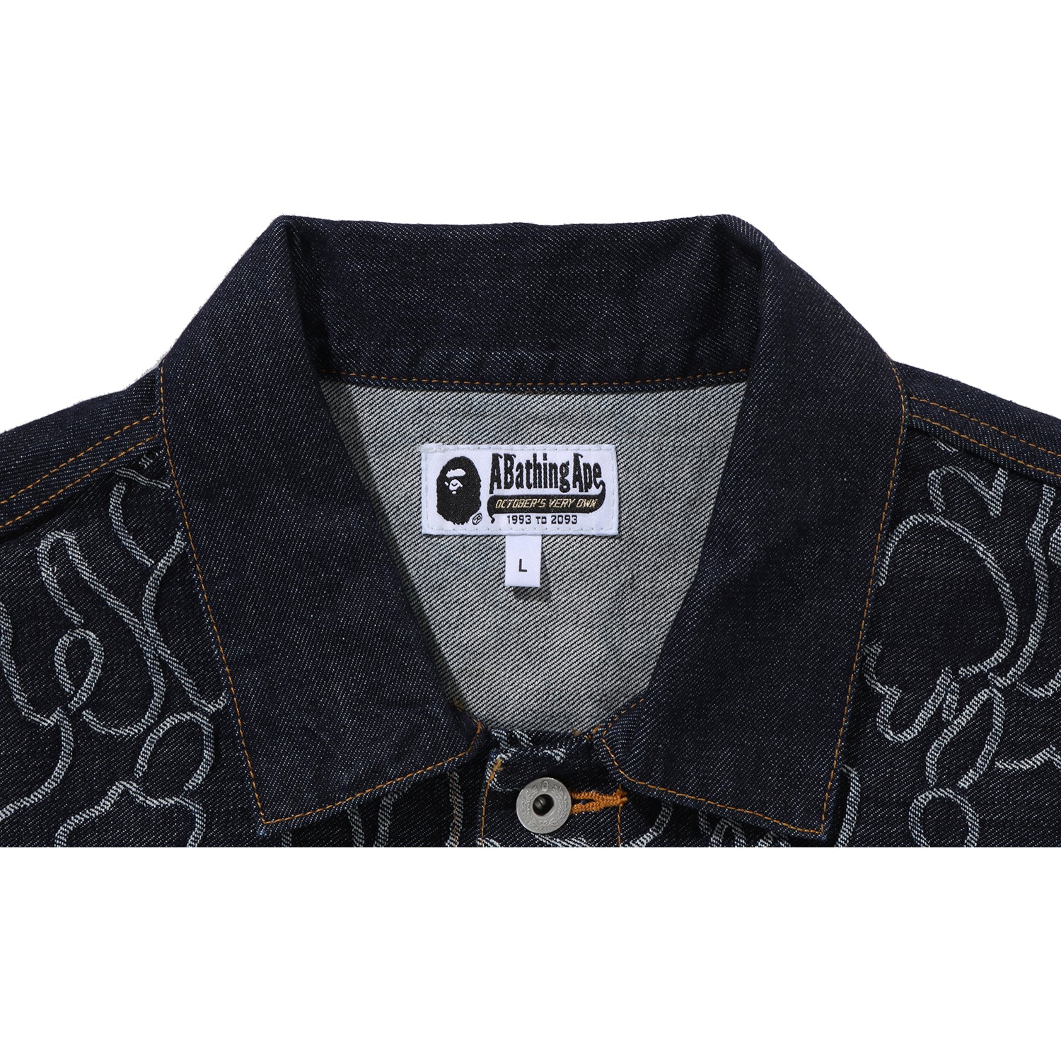 BAPE X OVO NEON 1ST CAMO JACQUARD DENIM JACKET MENS – Image 7