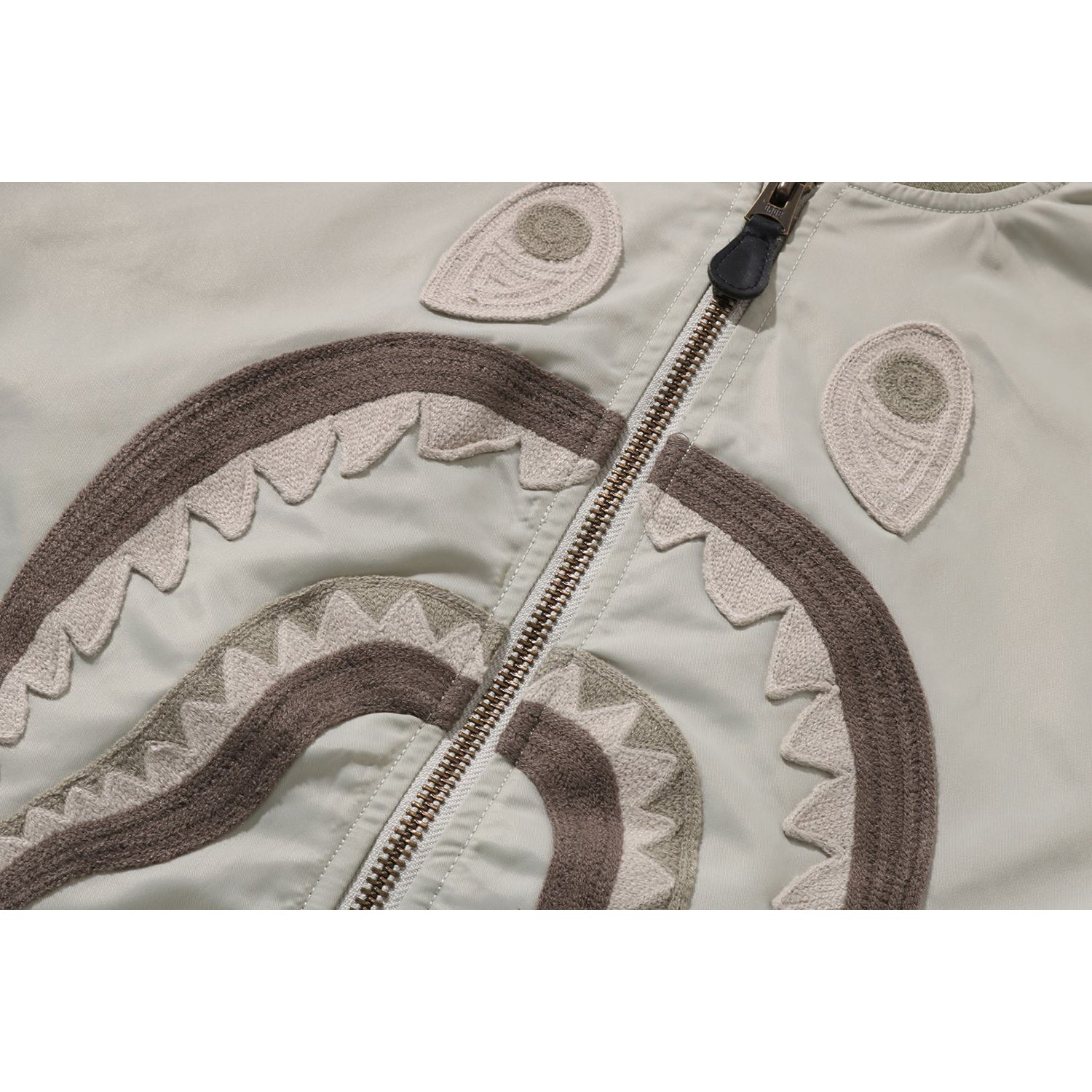 TONAL CHAIN STITCH SHARK BOMBER JACKET MENS – Image 3