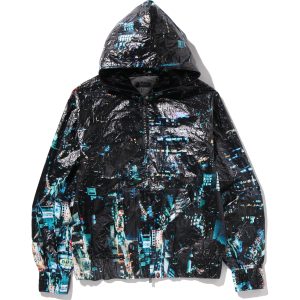 OVERALL PRINT CREASE HOODED JACKET MENS