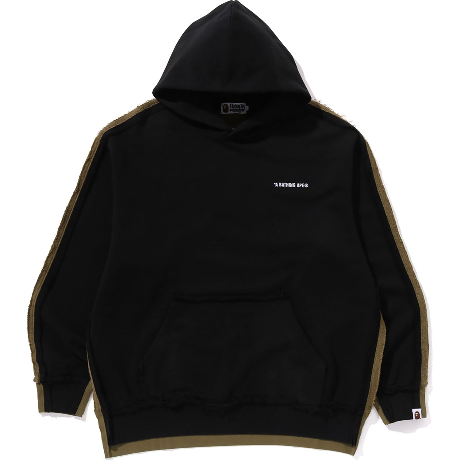 1ST CAMO BLOCKING RAW EDGE RELAXED FIT PULLOVER HOODIE MENS – Image 1