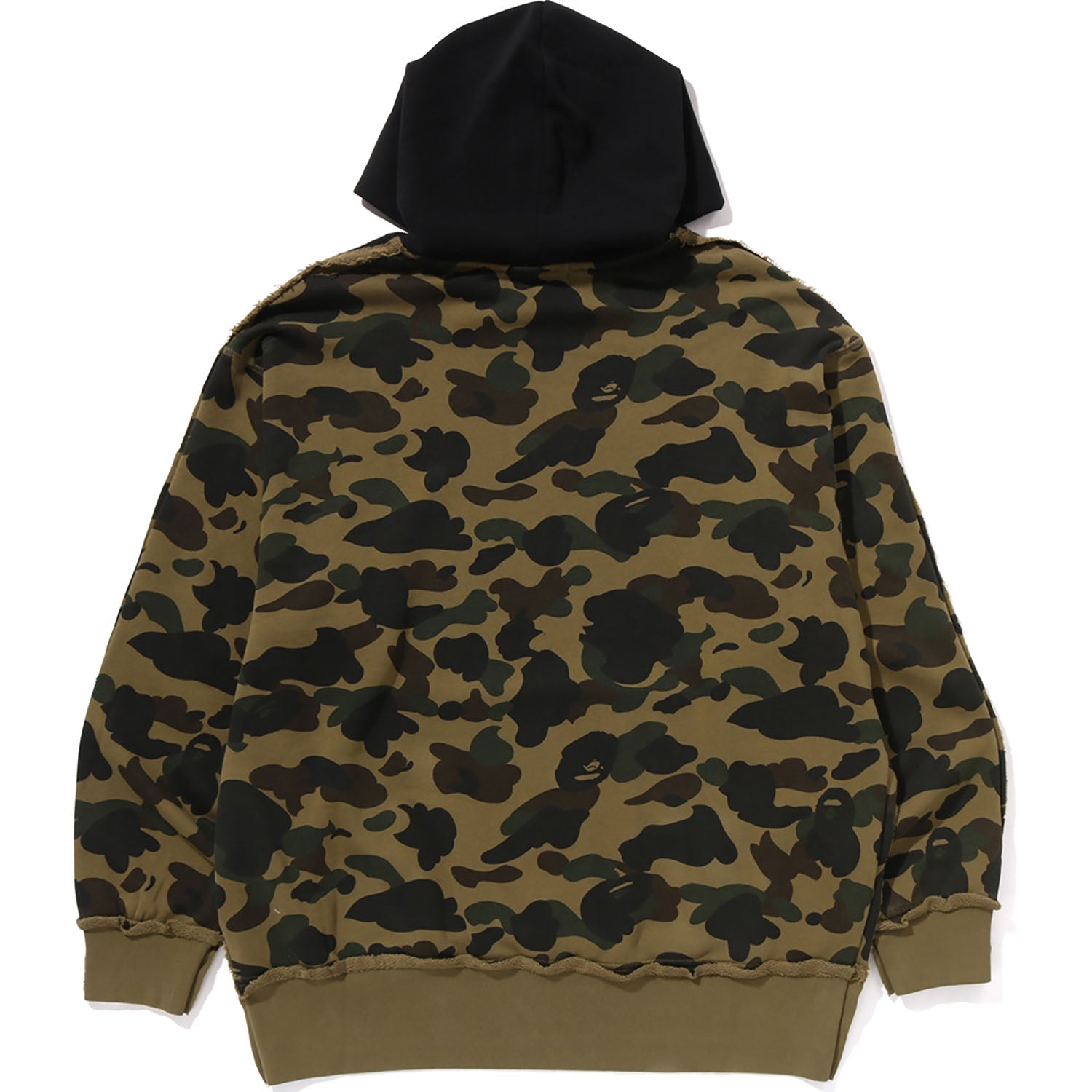 1ST CAMO BLOCKING RAW EDGE RELAXED FIT PULLOVER HOODIE MENS – Image 2