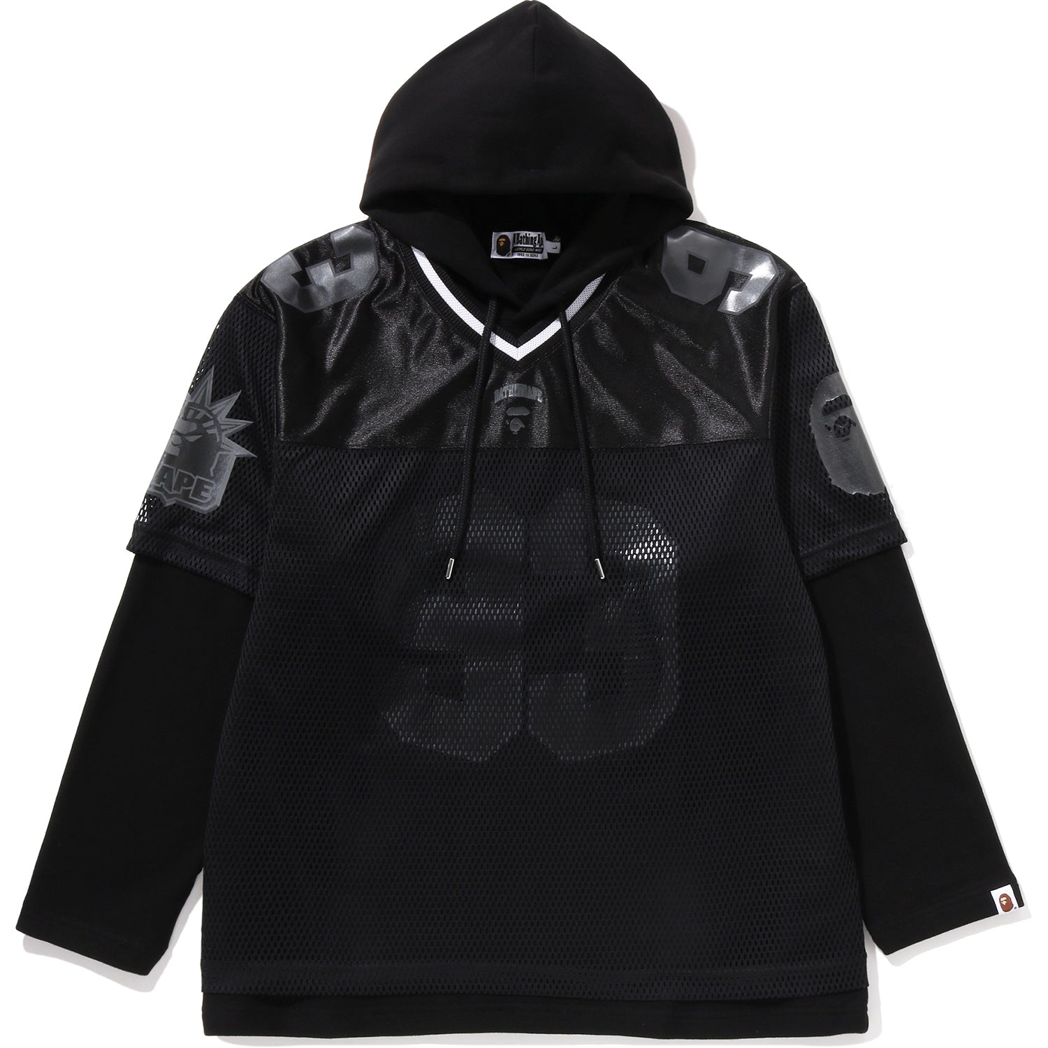 BAPE US BLACK FRIDAY MESH LAYERED RELAXED FIT PULLOVER HOODIE MENS – Image 1