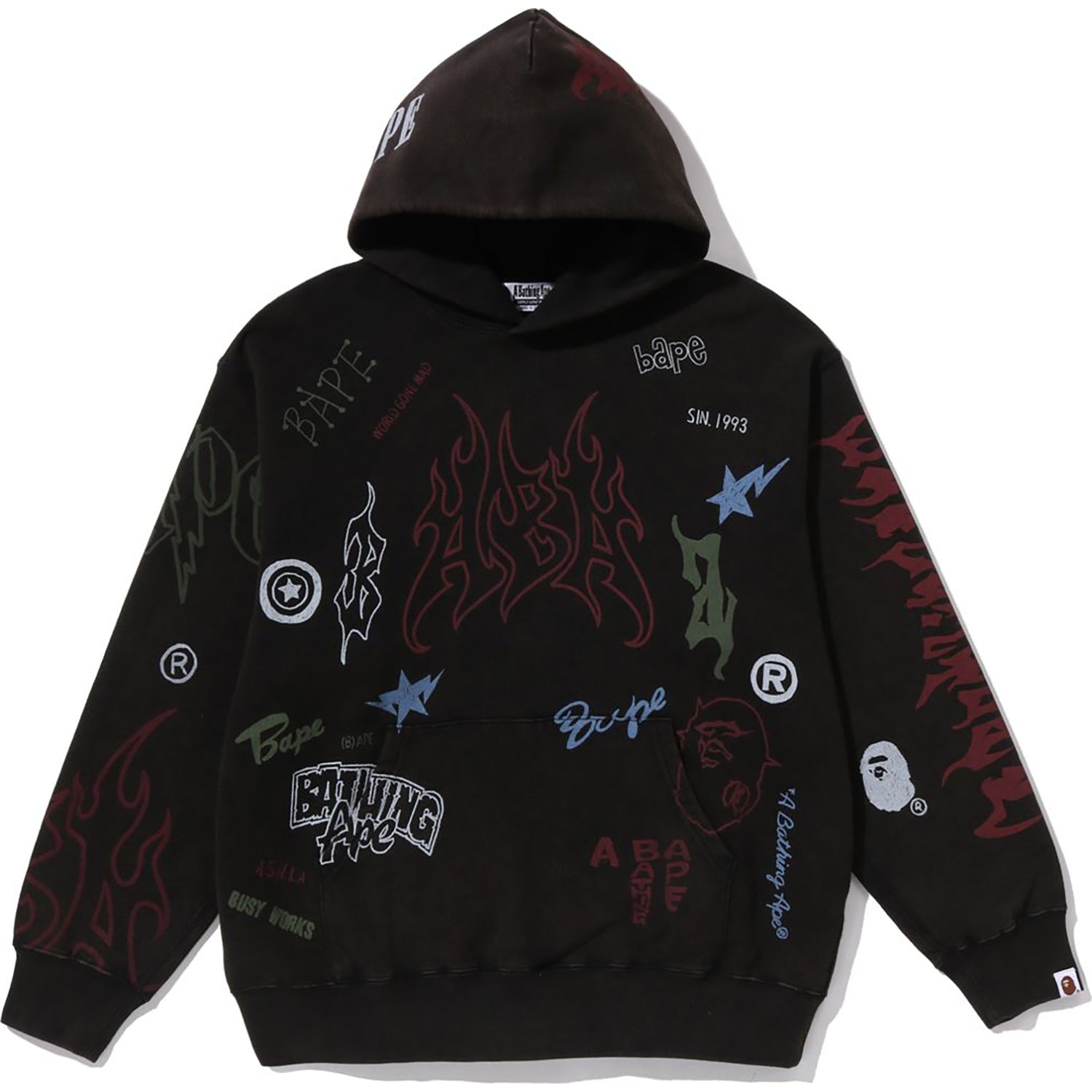 ALLOVER PRINT RELAXED FIT PULLOVER HOODIE MENS – Image 1