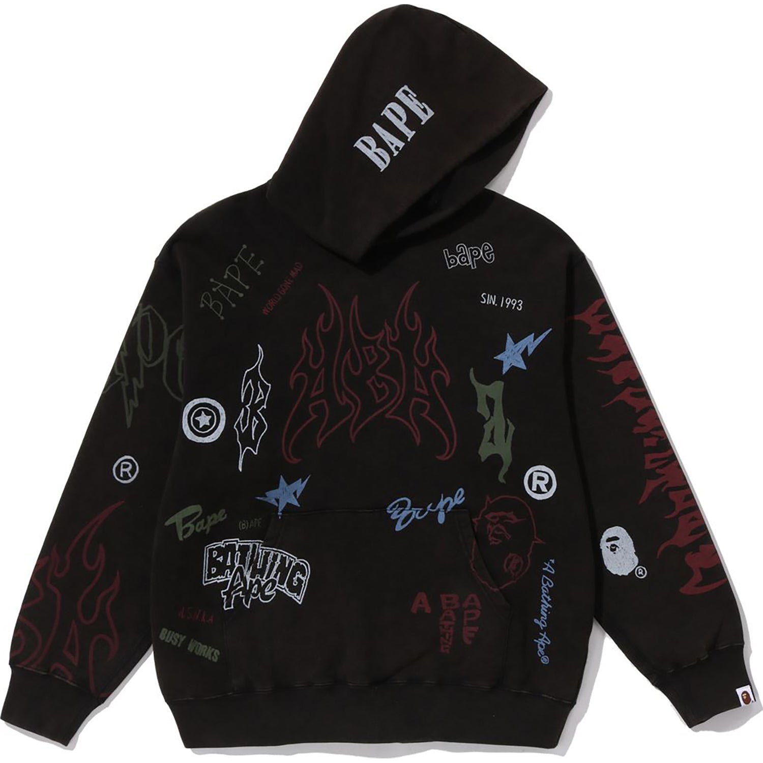 ALLOVER PRINT RELAXED FIT PULLOVER HOODIE MENS – Image 2