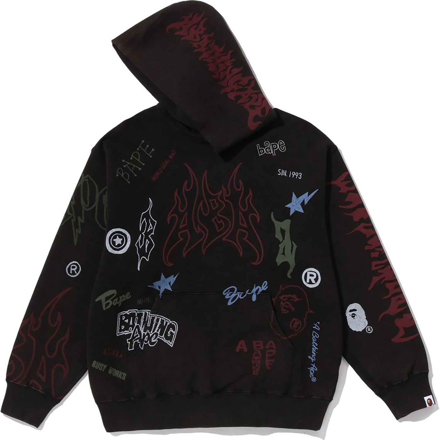 ALLOVER PRINT RELAXED FIT PULLOVER HOODIE MENS – Image 3