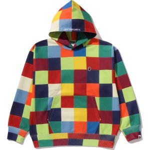 MULTI COLOR PATCHWORK PULLOVER HOODIE MENS