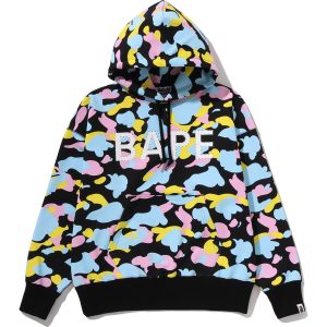 NEW MULTI CAMO LOGO OVERSIZED PULLOVER HOODIE LADIES