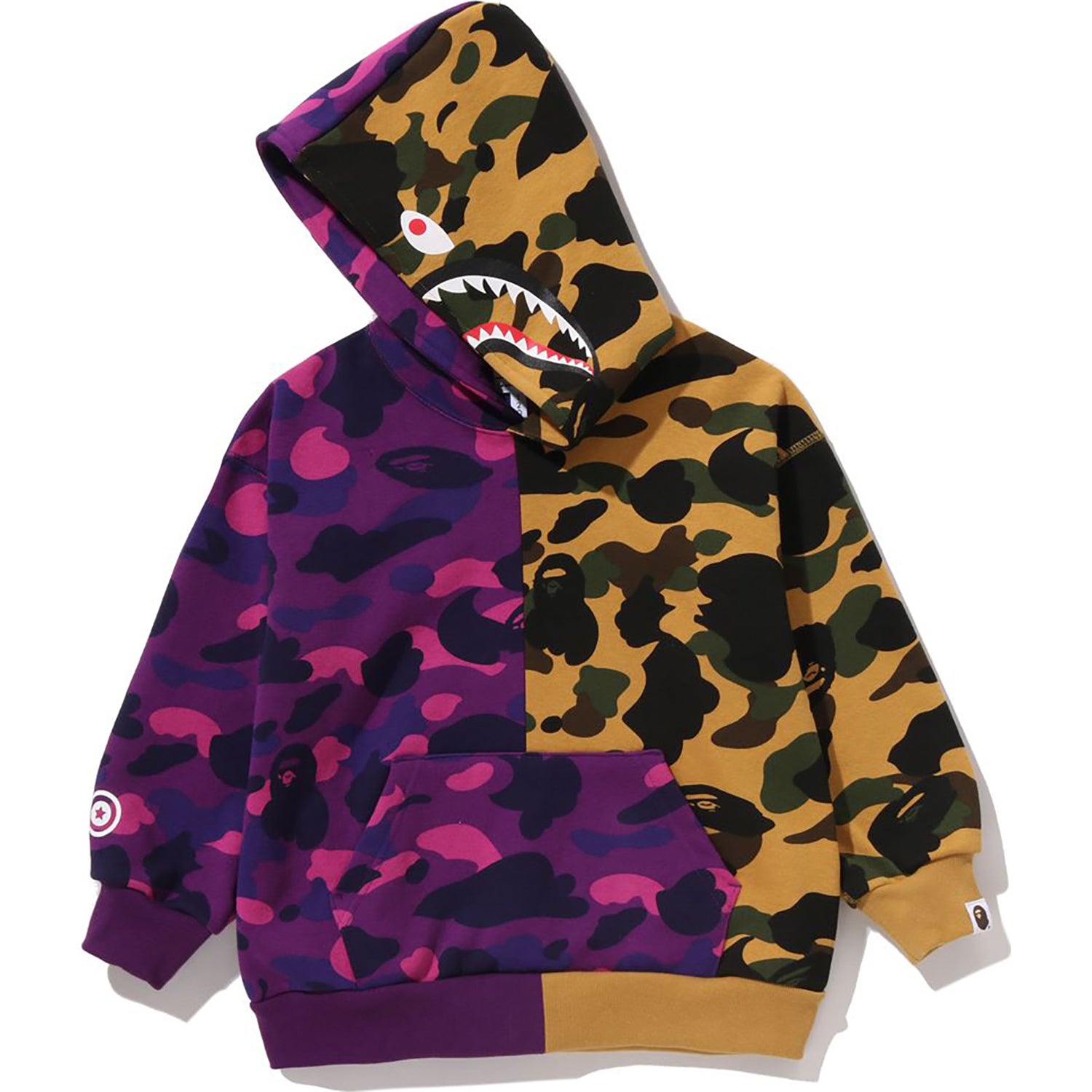 SPLIT CAMO SHARK RELAXED FIT PULLOVER HOODIE KIDS – Image 3