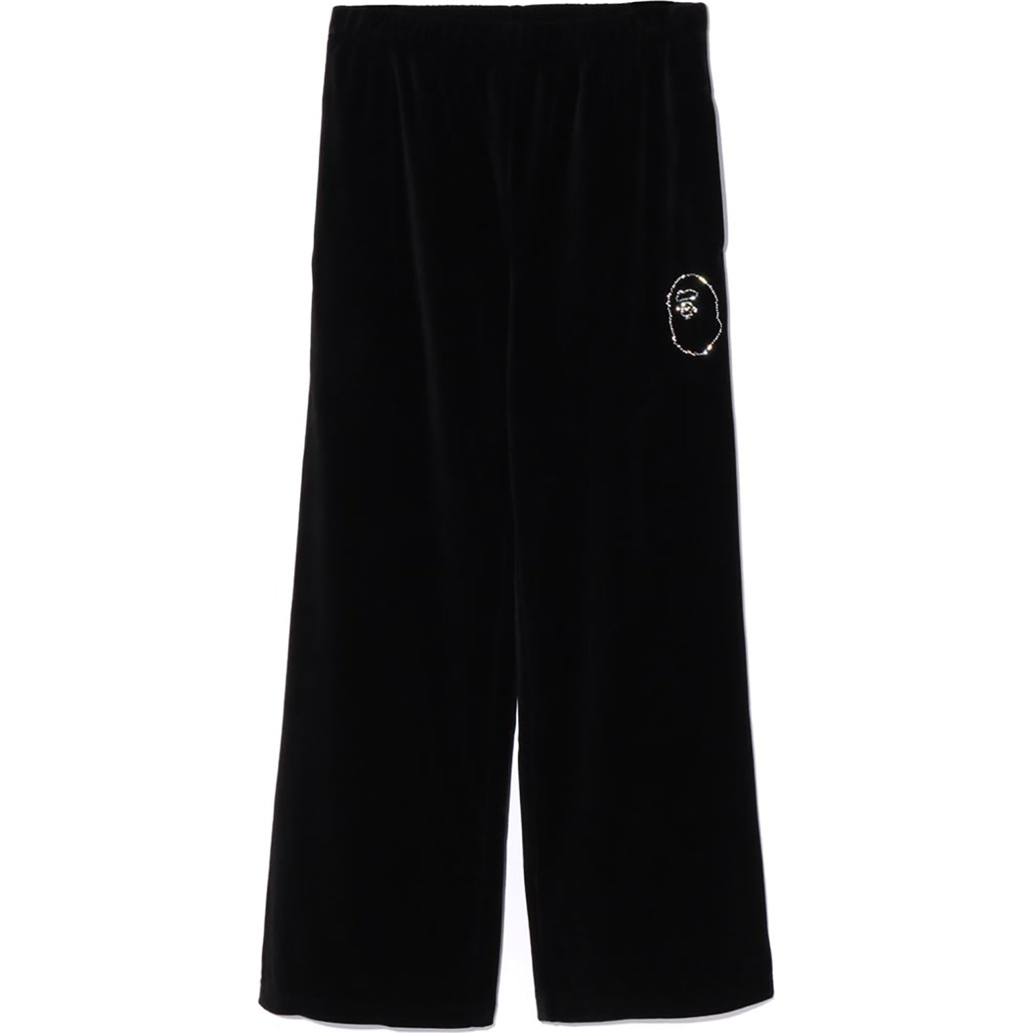 CRYSTAL STONE APE HEAD VELOUR WIDE PANTS LADIES – Image 1