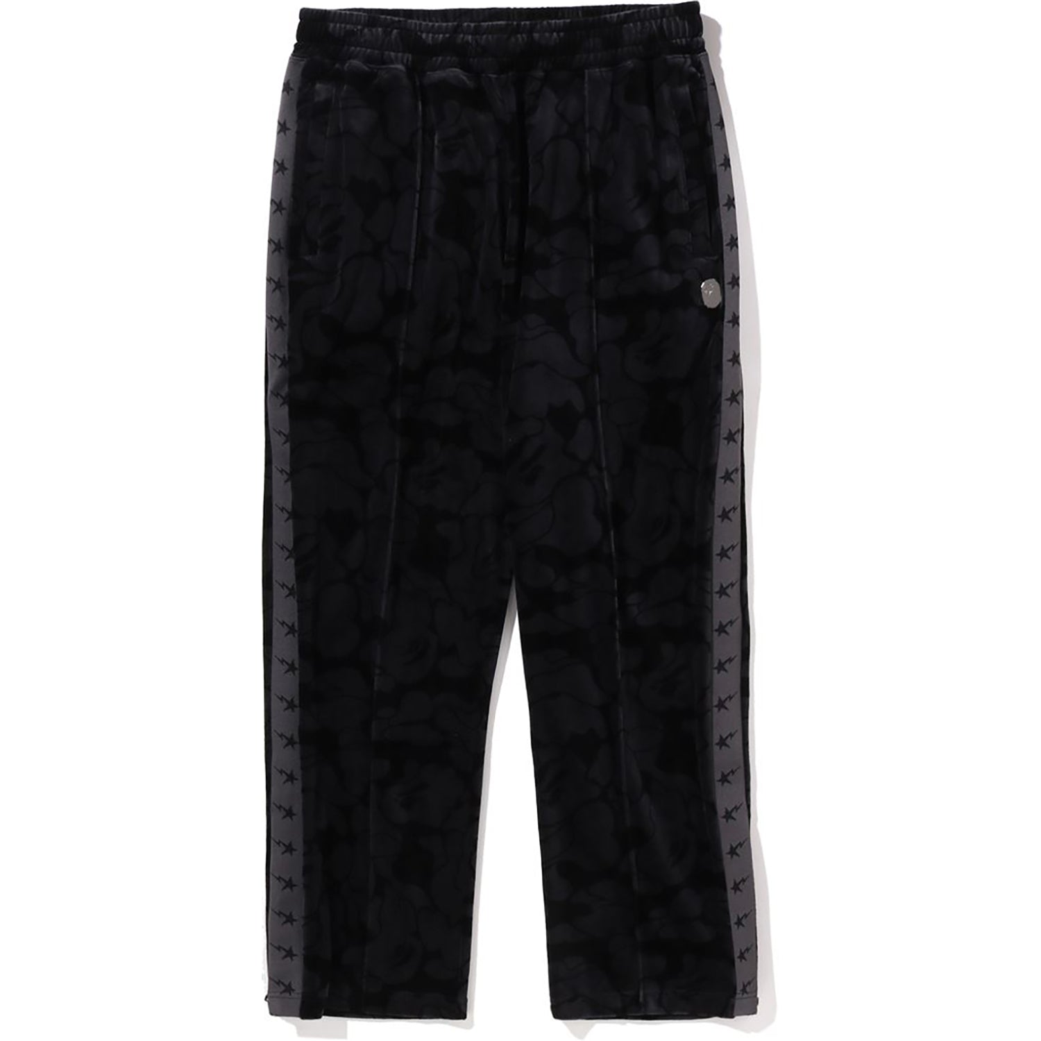 SOLID CAMO VELOUR METAL ONE POINT RELAXED FIT TRACK PANTS MENS – Image 1