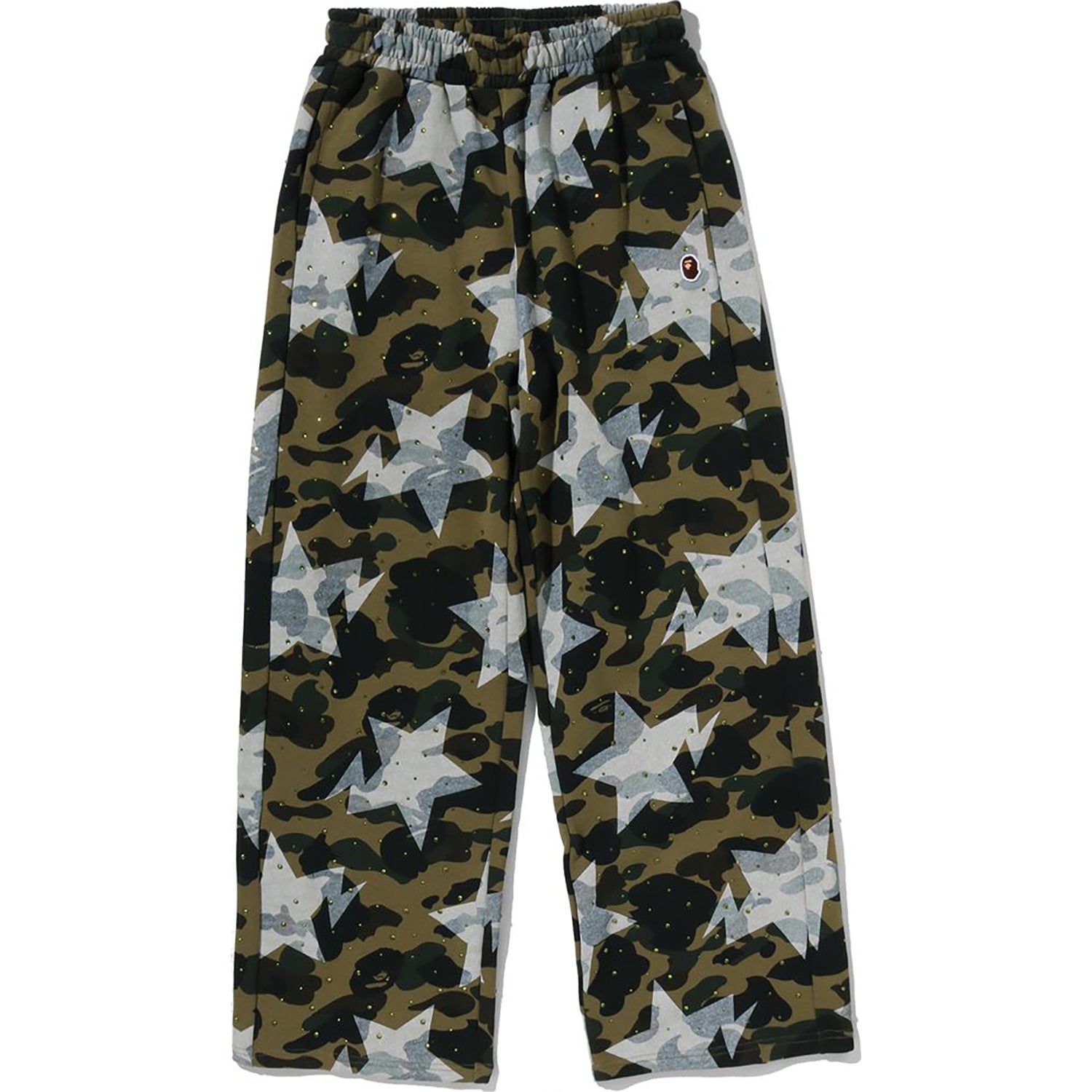 STA OVER PRINT 1ST CAMO CRYSTAL STONE SWEAT PANTS LADIES – Image 1
