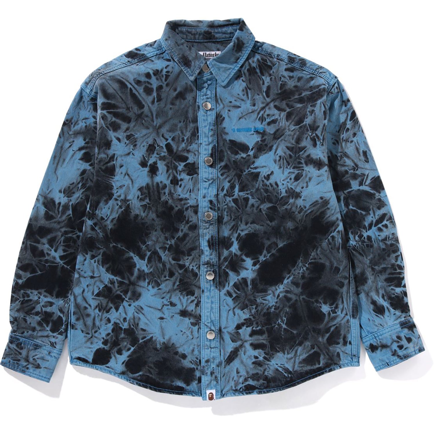 DESTROYED BLEACH BATHING APE LOGO LS SHIRT MENS – Image 1