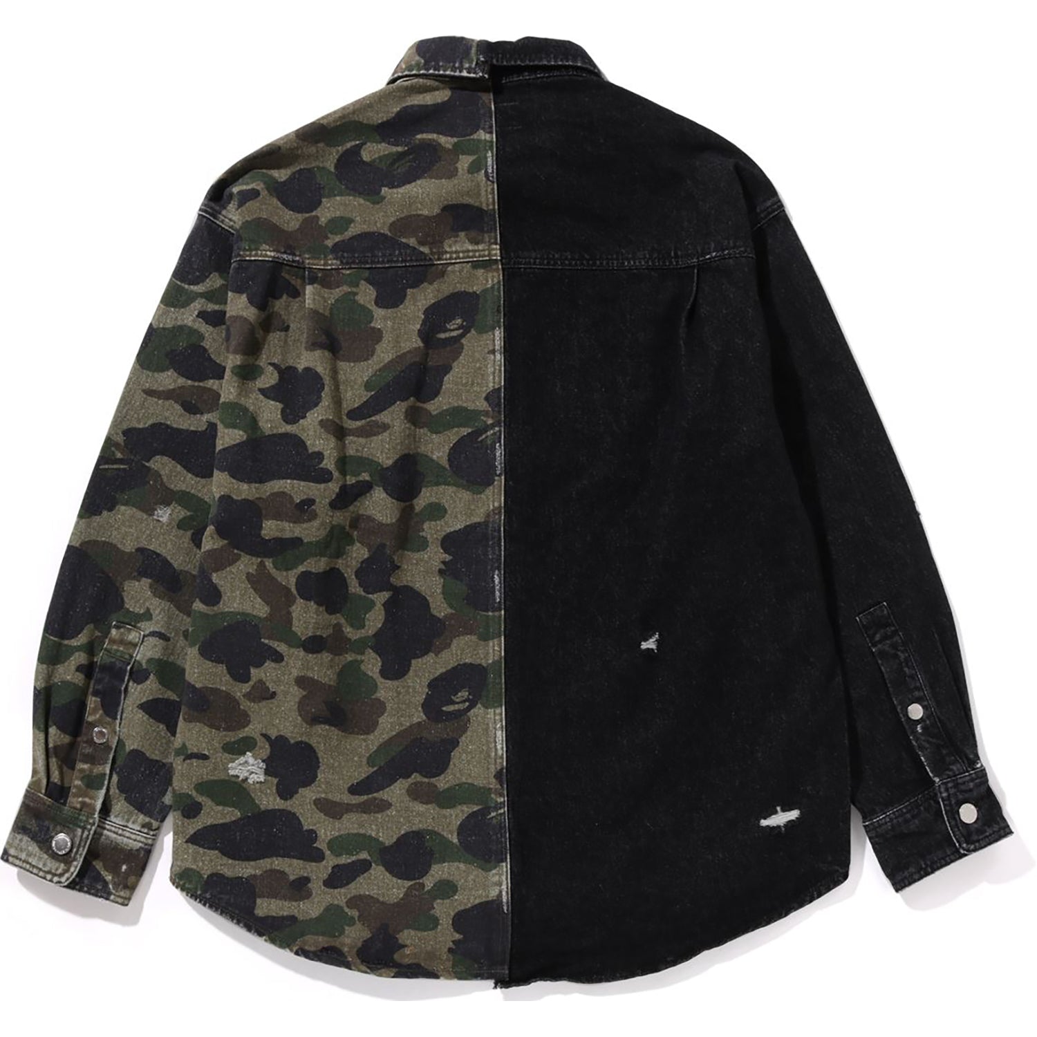 1ST CAMO BLOCKING DESTORYED HEAVY WASH LOGO LS SHIRT MENS – Image 2