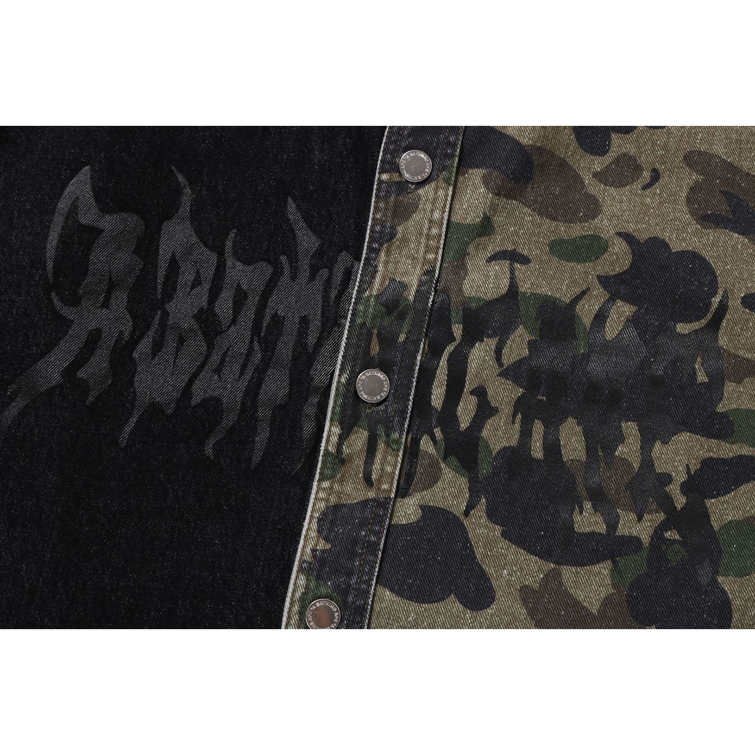 1ST CAMO BLOCKING DESTORYED HEAVY WASH LOGO LS SHIRT MENS – Image 3