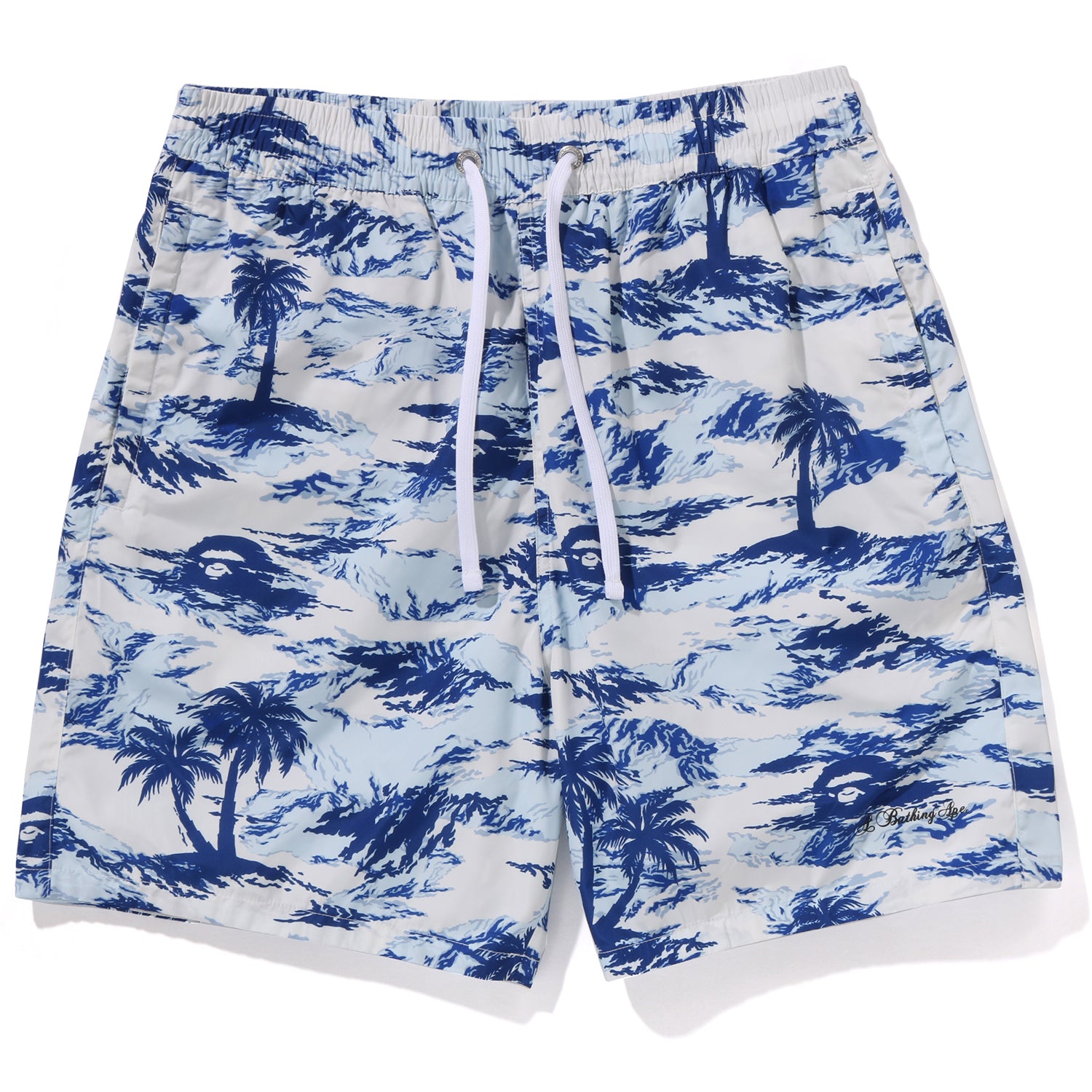 PALM TREE CAMO RELAXED FIT BEACH SHORTS MENS – Image 1