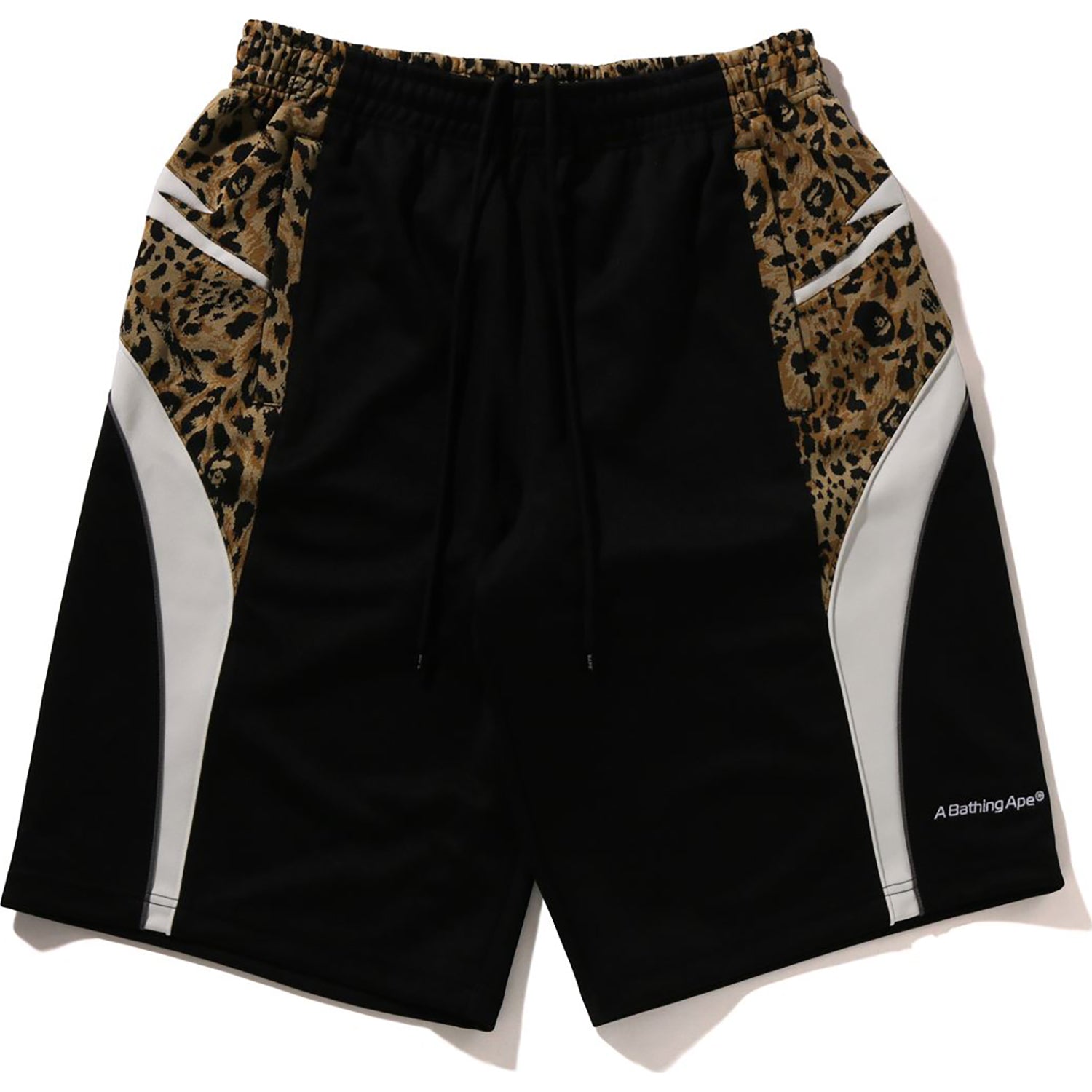 WILD LEOPARD PATTERN KNEE LENGTH OVERSIZED FIT TRACK SHORTS MENS – Image 1