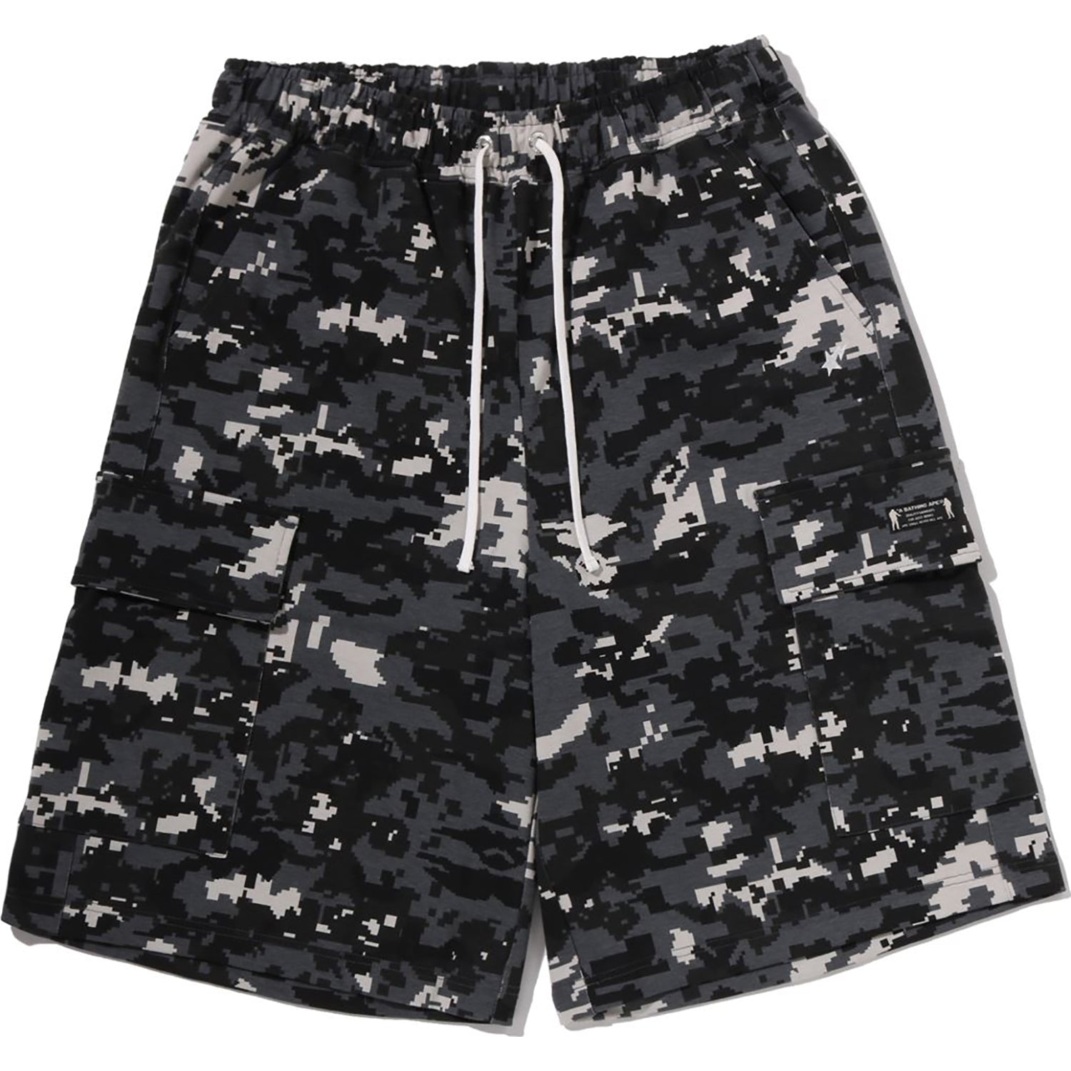 MULTI PIXEL CAMO BAPE STA LOGO CARGO RELAXED FIT SWEAT SHORTS MENS – Image 1