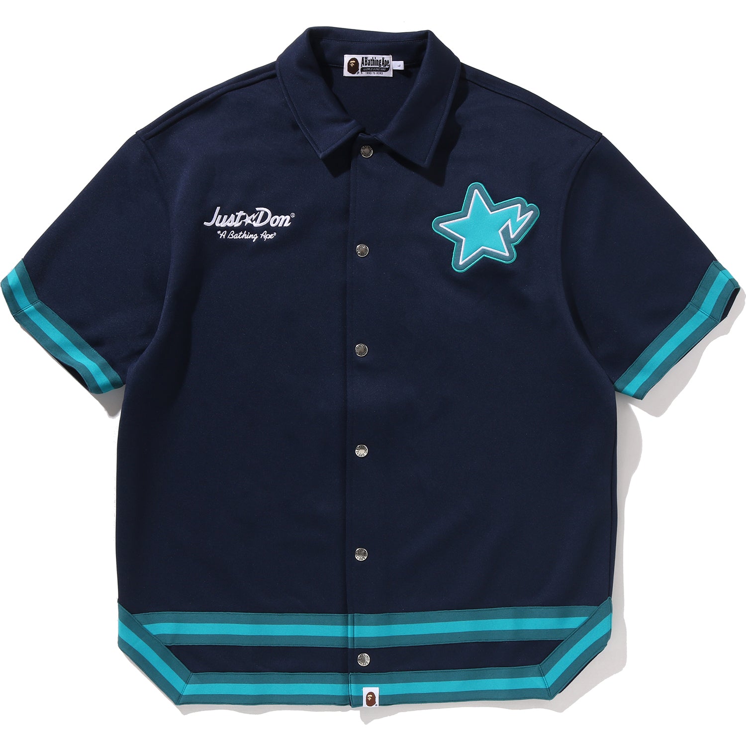 BAPE X JUST DON LOGO BASEBALL RELAXED FIT SHIRT MENS – Image 1